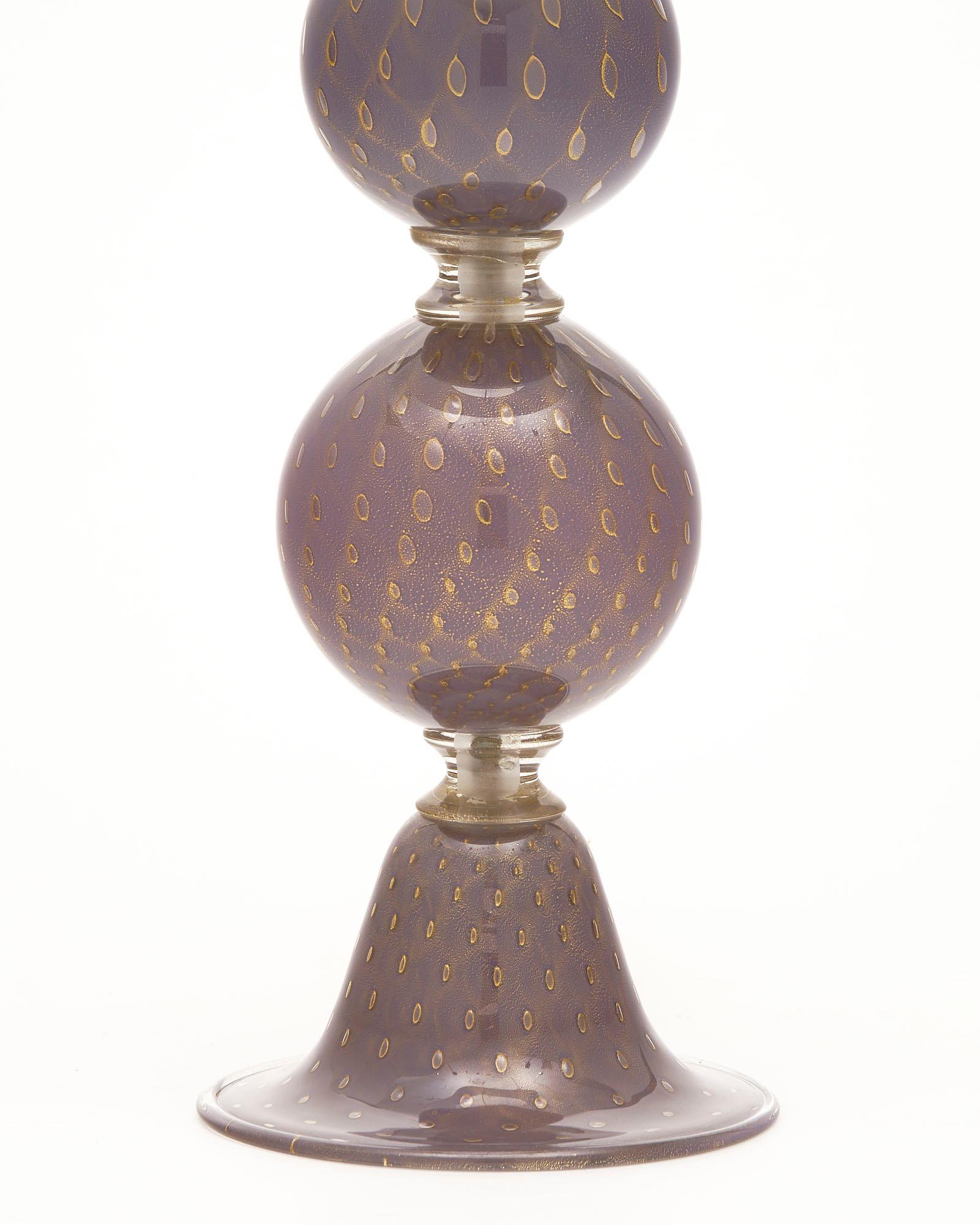 Avventurina-Lampen aus Muranoglas in Violett (Italienisch) im Angebot