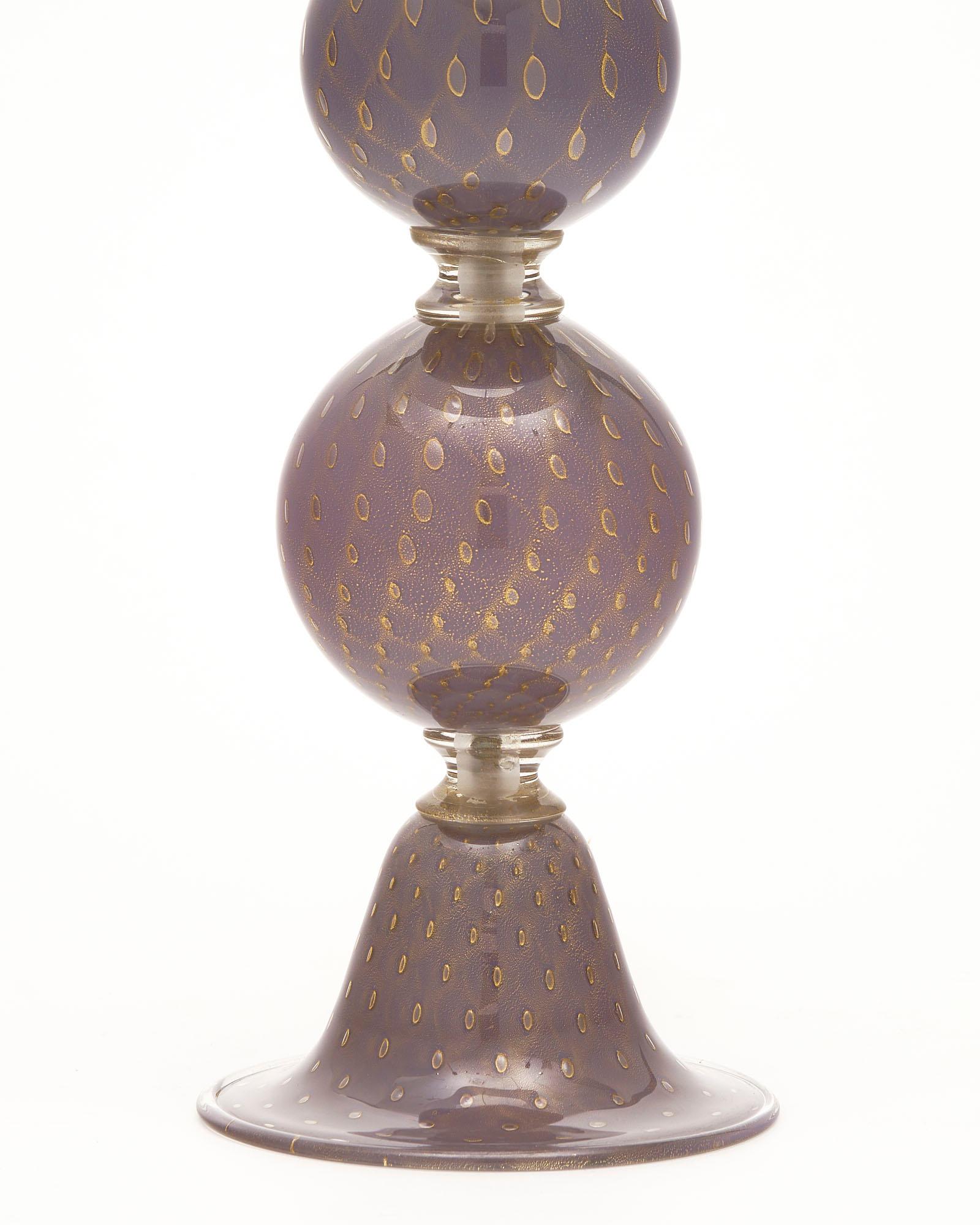 italien Lampes Murano en verre violet Avventurina en vente