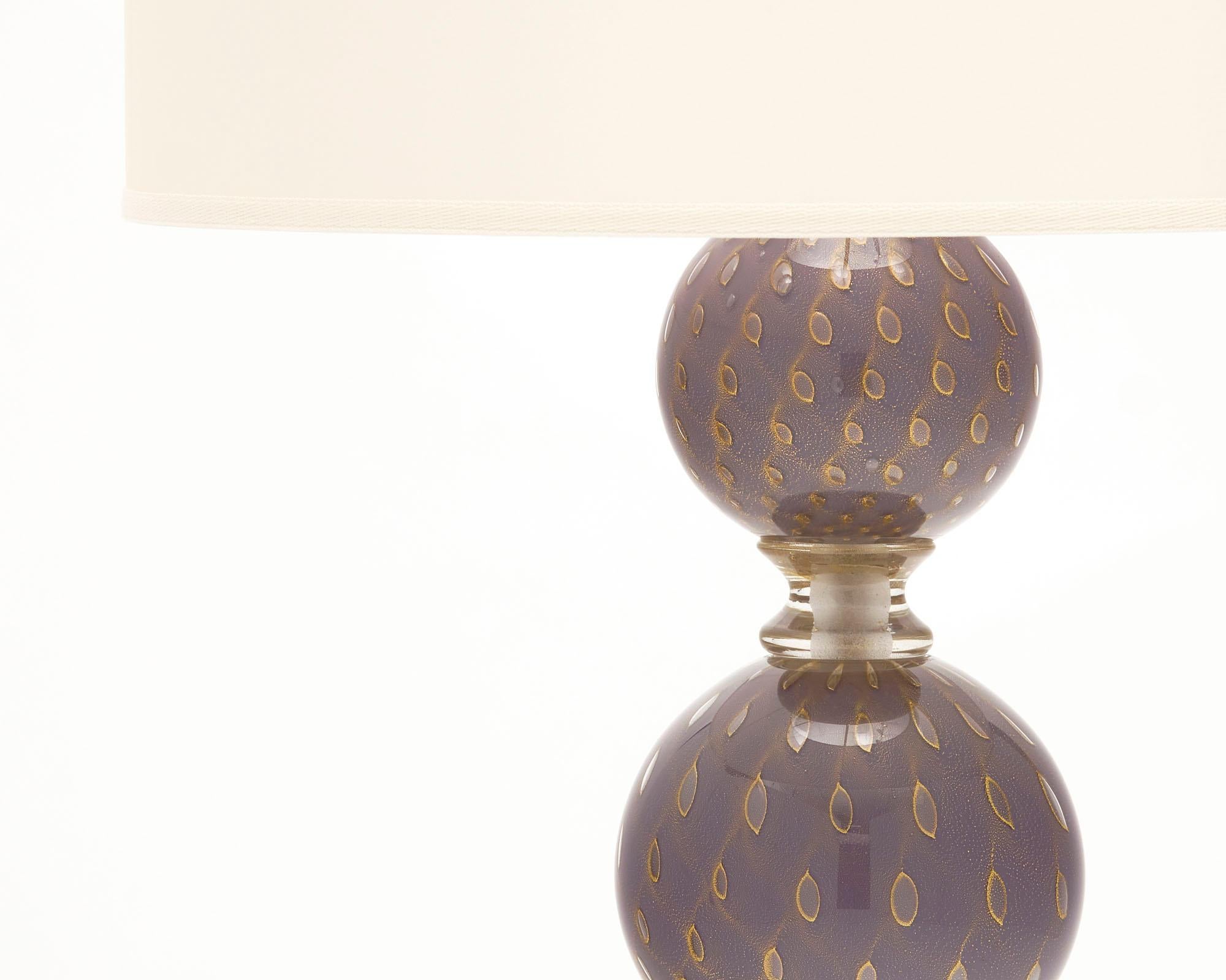 Murano Glass Purple Avventurina Lamps In Good Condition For Sale In Austin, TX