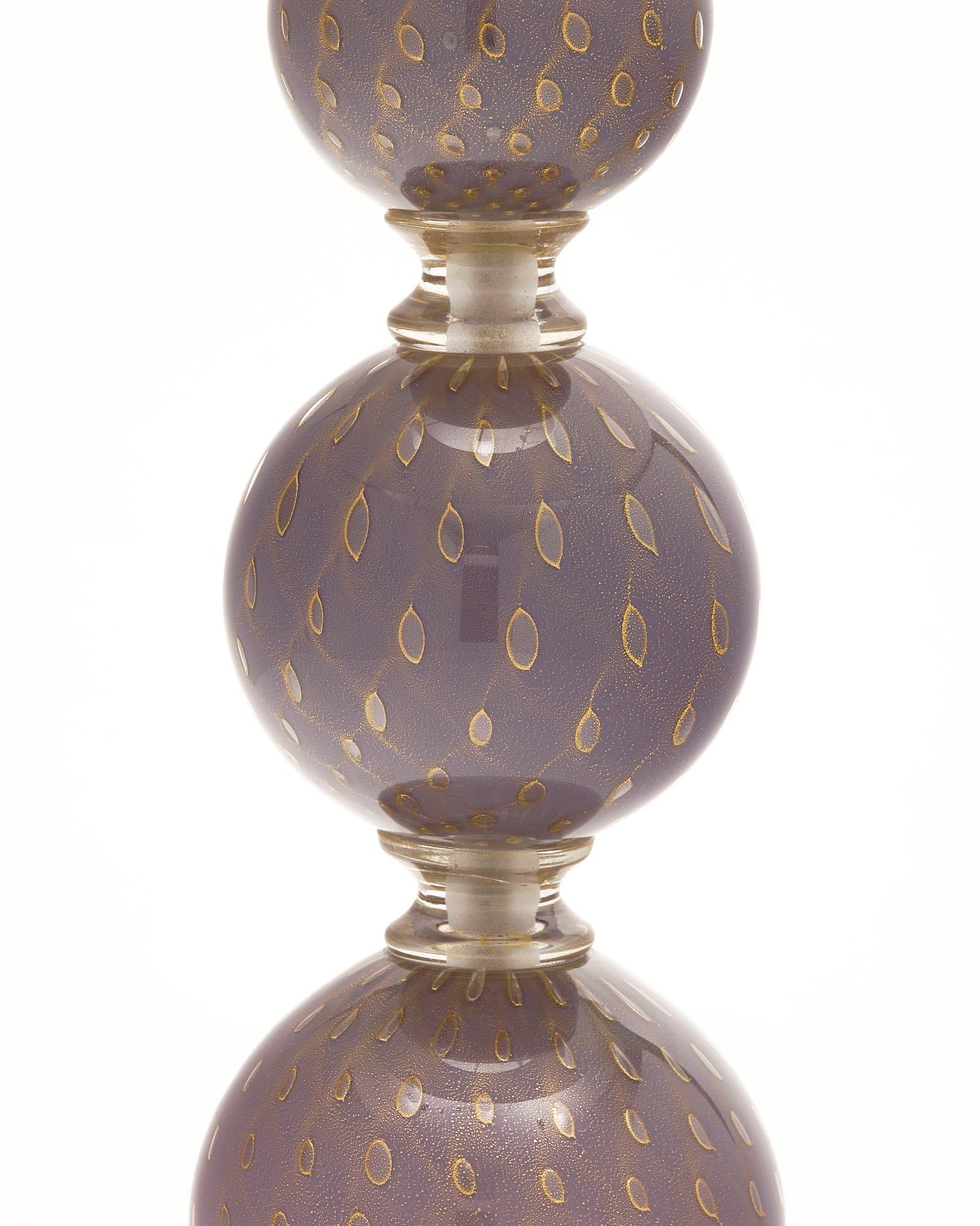 Avventurina-Lampen aus Muranoglas in Violett (21. Jahrhundert und zeitgenössisch) im Angebot