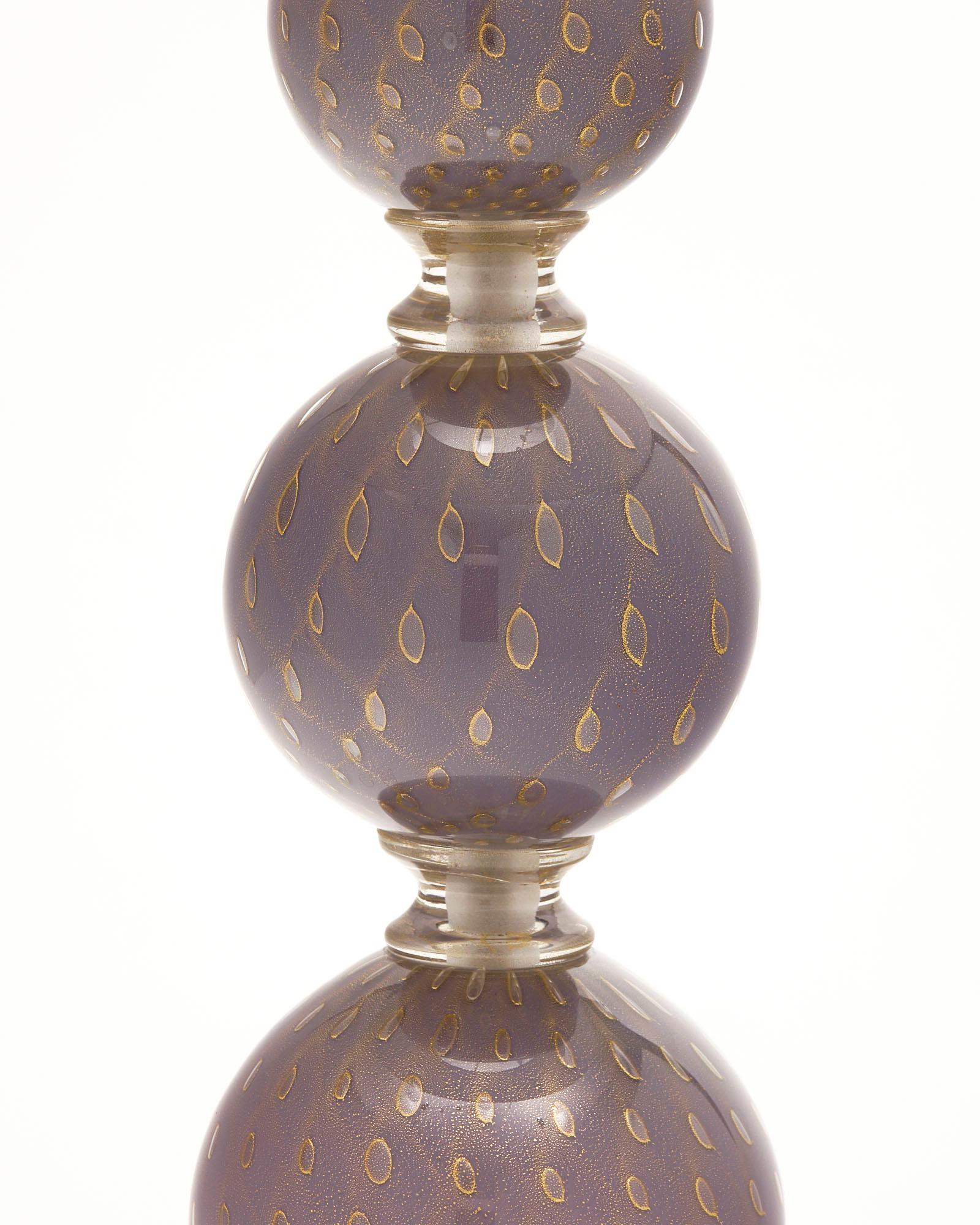 XXIe siècle et contemporain Lampes Murano en verre violet Avventurina en vente