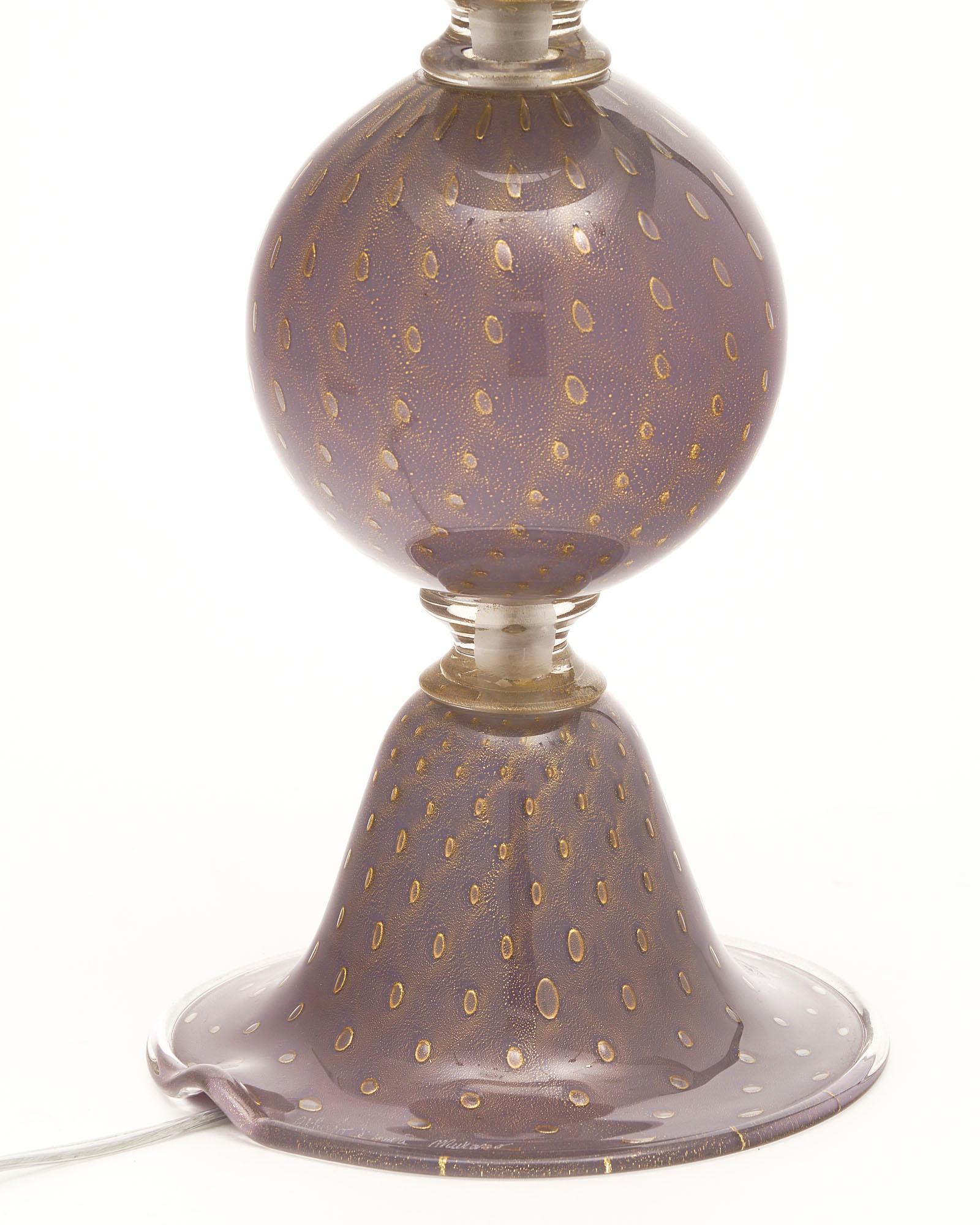 Verre de Murano Lampes Murano en verre violet Avventurina en vente