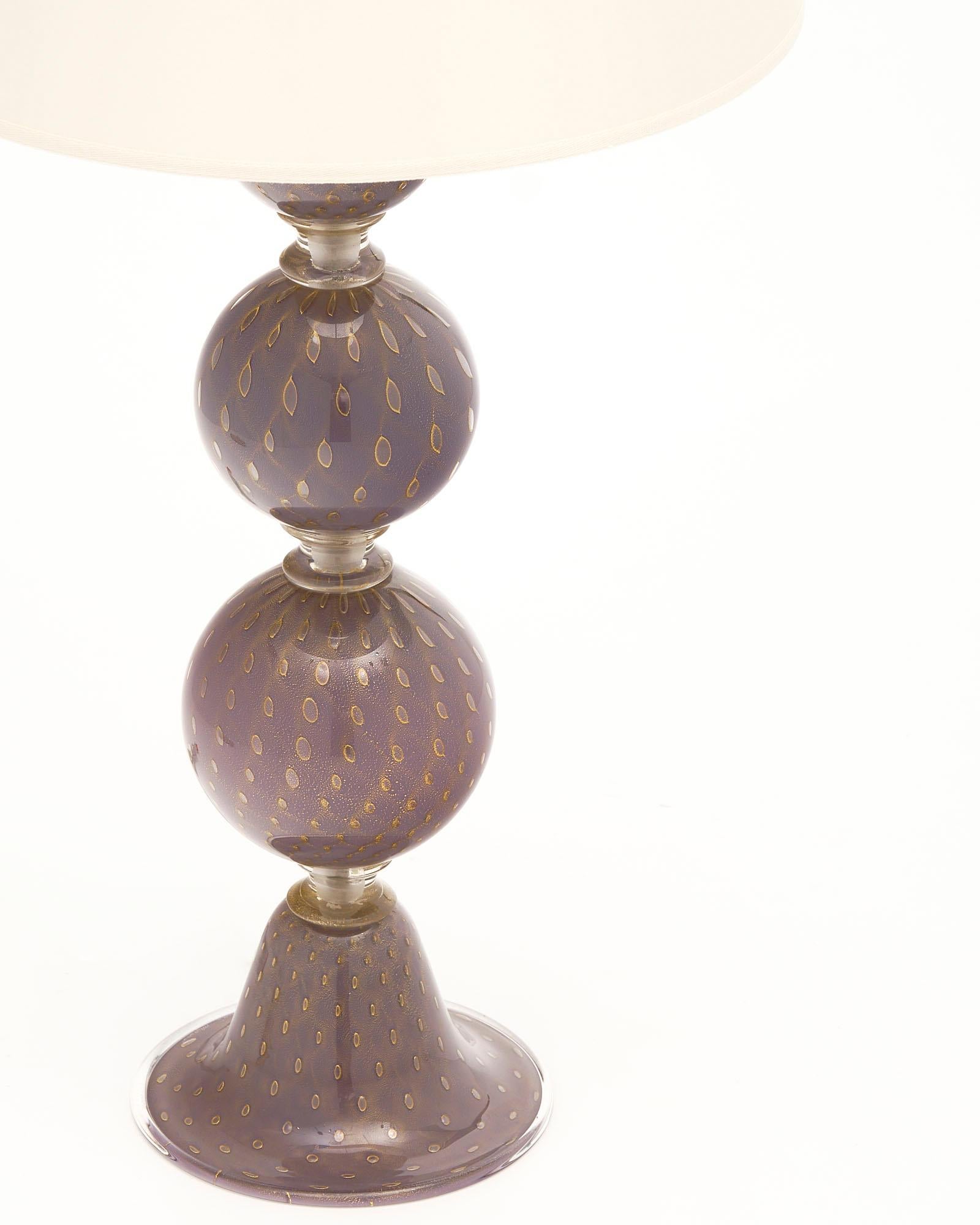 Murano Glass Purple Avventurina Lamps For Sale 2