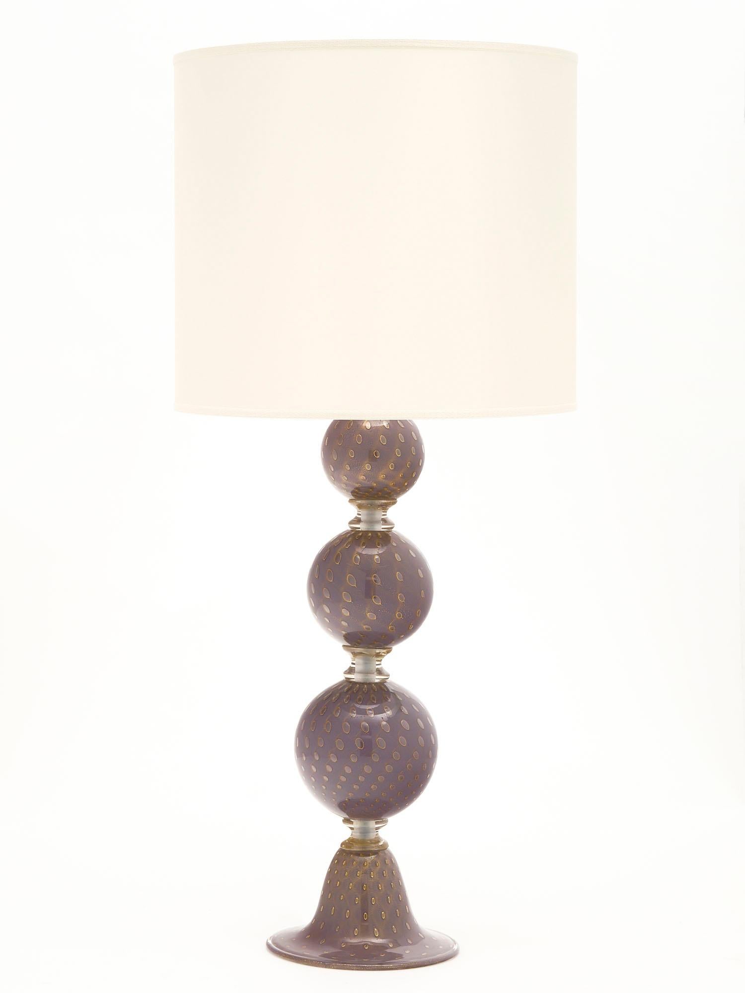 Murano Glass Purple Avventurina Lamps For Sale 3