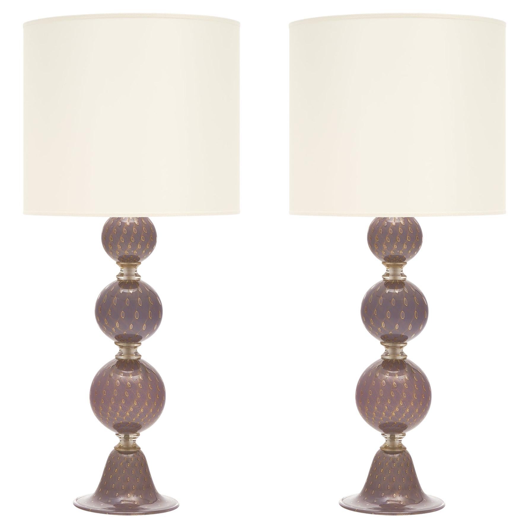 Avventurina-Lampen aus Muranoglas in Violett im Angebot