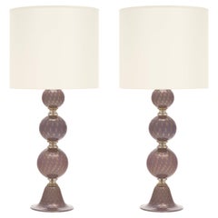 Murano Glass Purple Avventurina Lamps