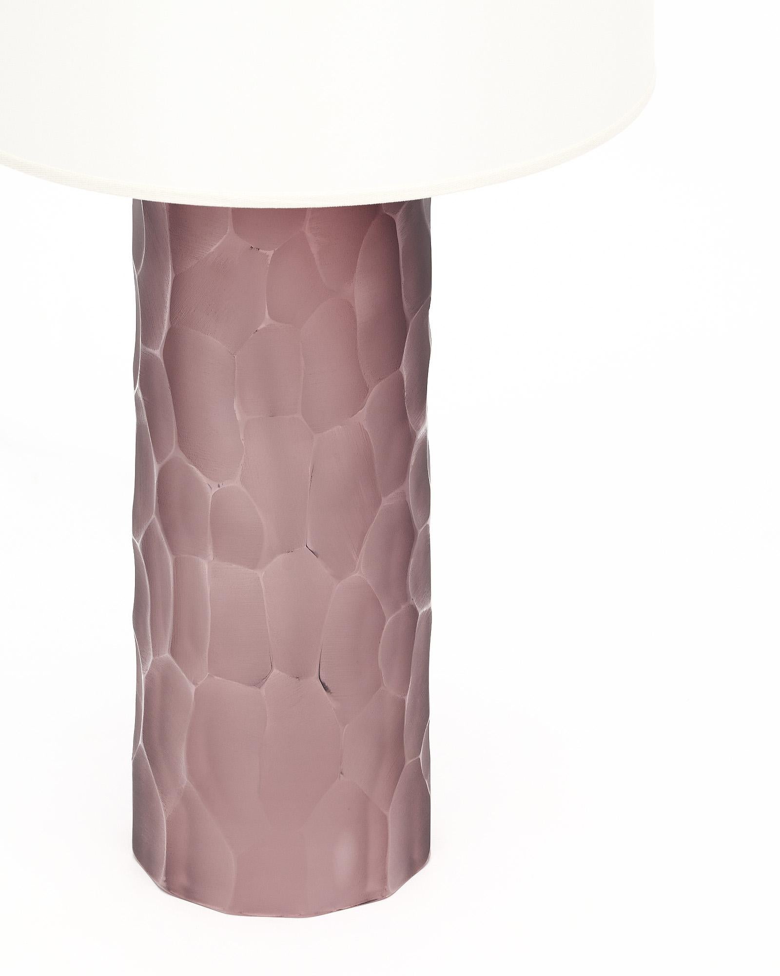 Murano Glass Purple Battuto Table Lamps In New Condition For Sale In Austin, TX