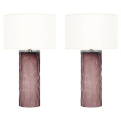 Lampes de table Battuto en verre de Murano violet