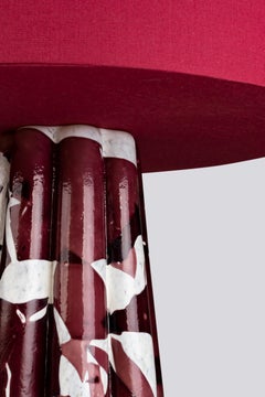 Murano Glass Purple Bucket Lamp with Cotton Lampshade by Stories of Italy