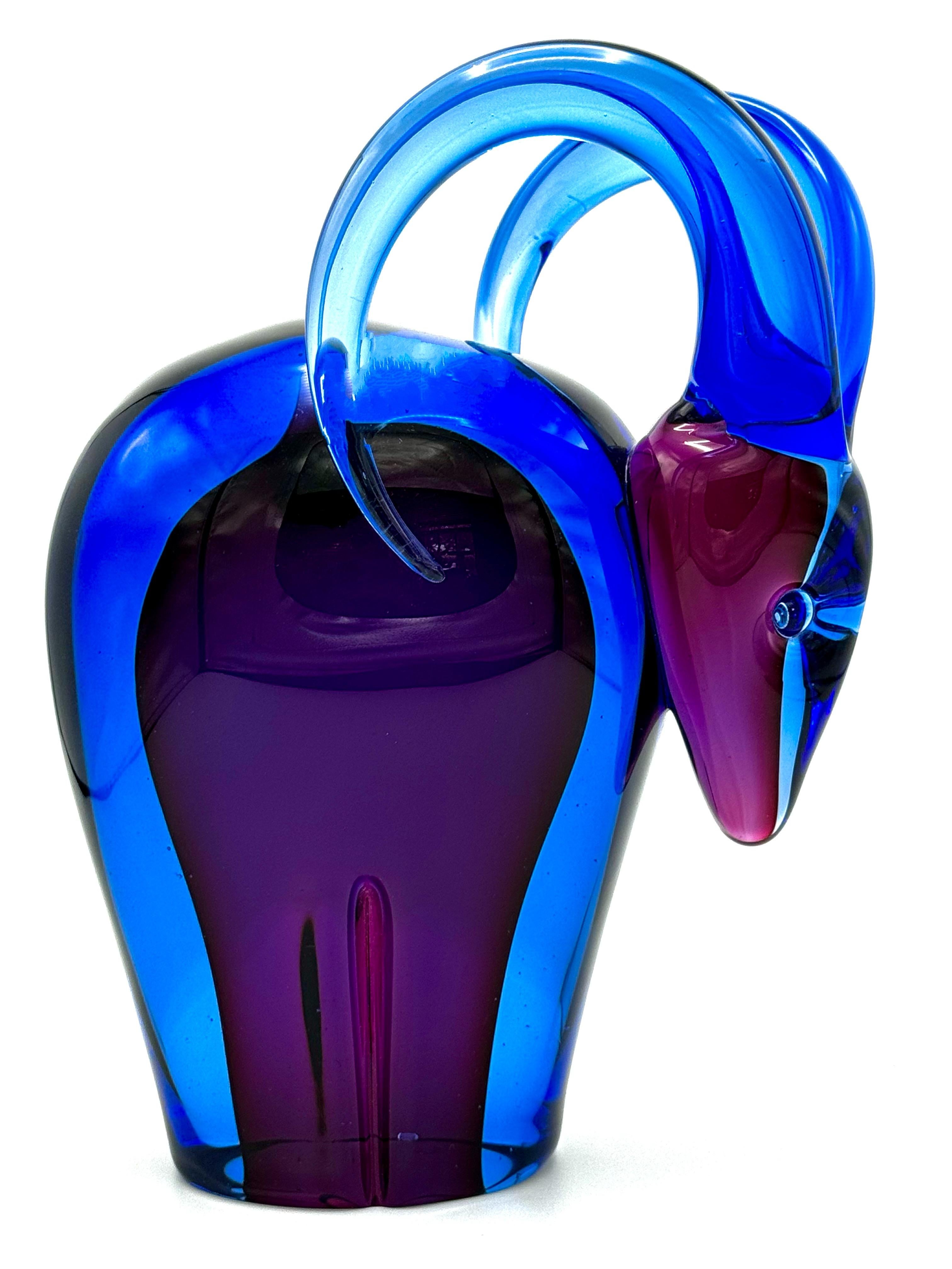 Mid-Century Modern Sculpture bélier en verre de Murano par Antonio Da Ros pour Cenedese, 1970 en vente