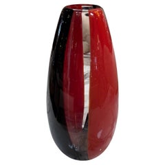 Vase d'art rouge et noir en verre de Murano Vase d'art rouge et noir en verre de Murano