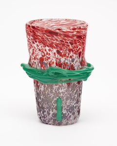 Murano Glass Red and Green Vase