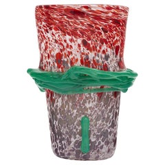 Vase en verre de Murano rouge et vert