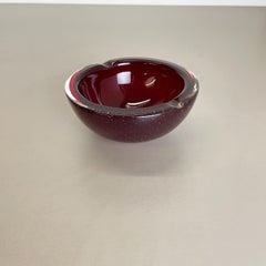 Murano Glass "Red Bubble" Bowl Element Shell Ashtray Murano, Italy, 1970s