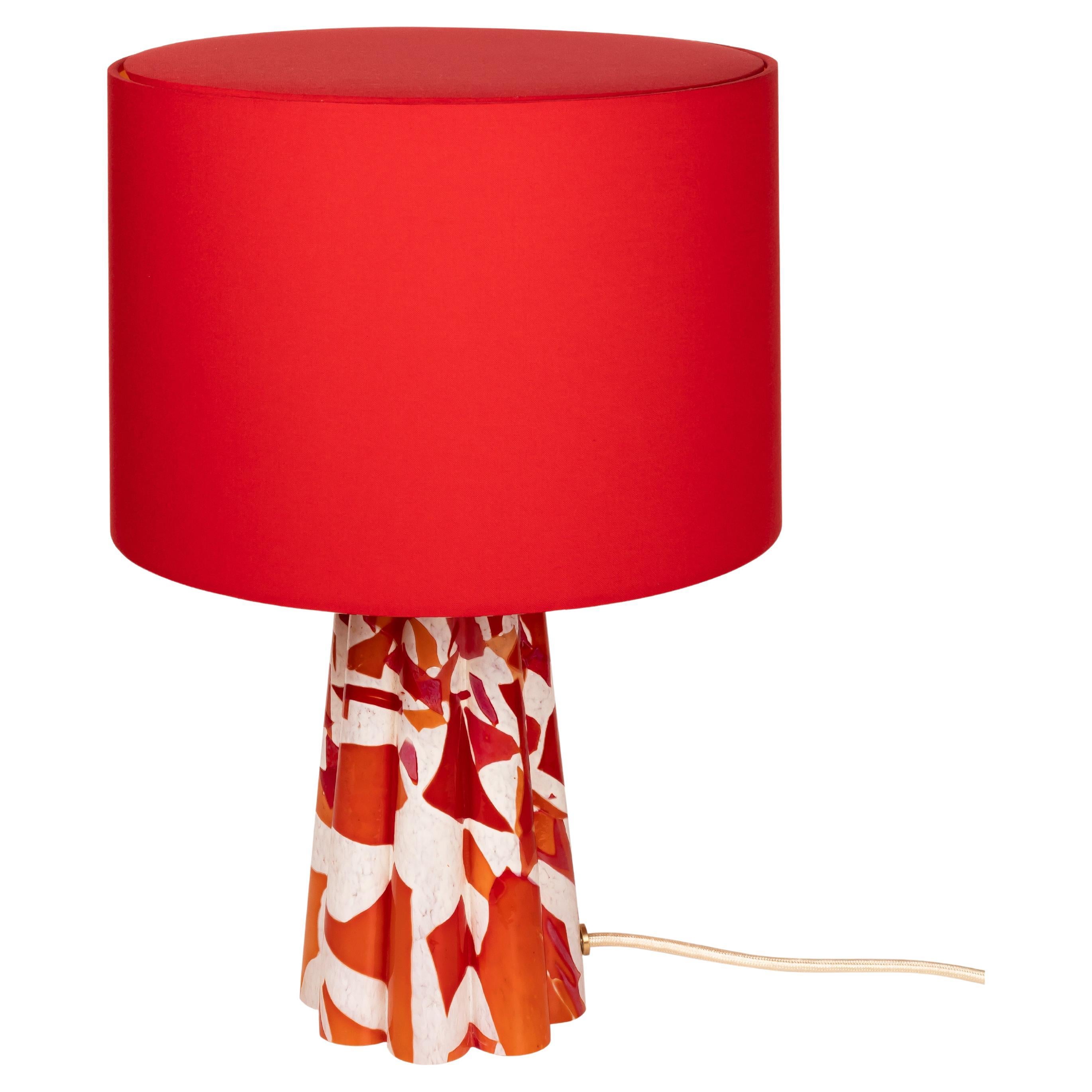 Murano Glass Red Bucket Lamp with Cotton Lampshade by Stories of Italy For Sale