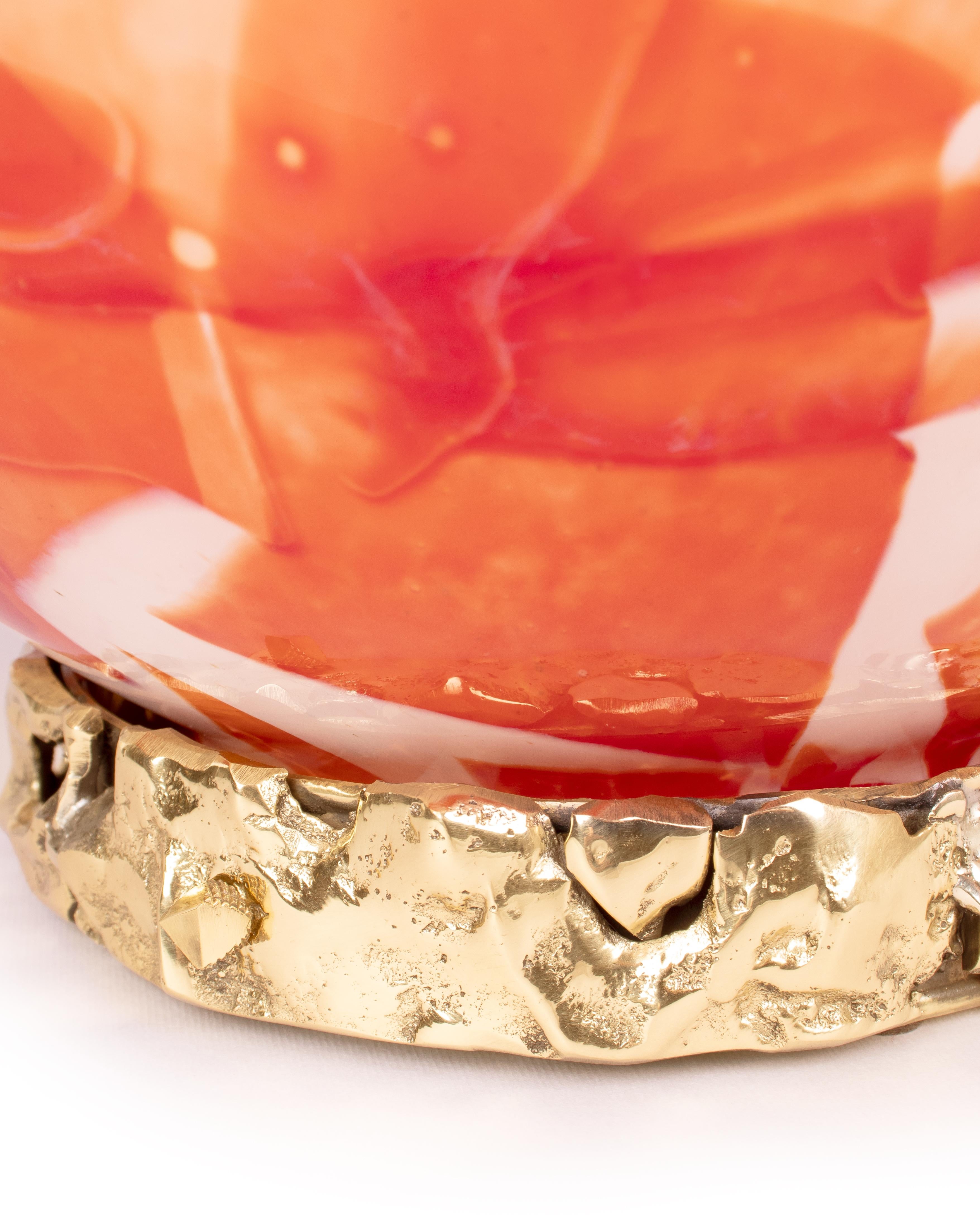 Italian Murano Glass Red Crown Lamp by Stories of Italy For Sale