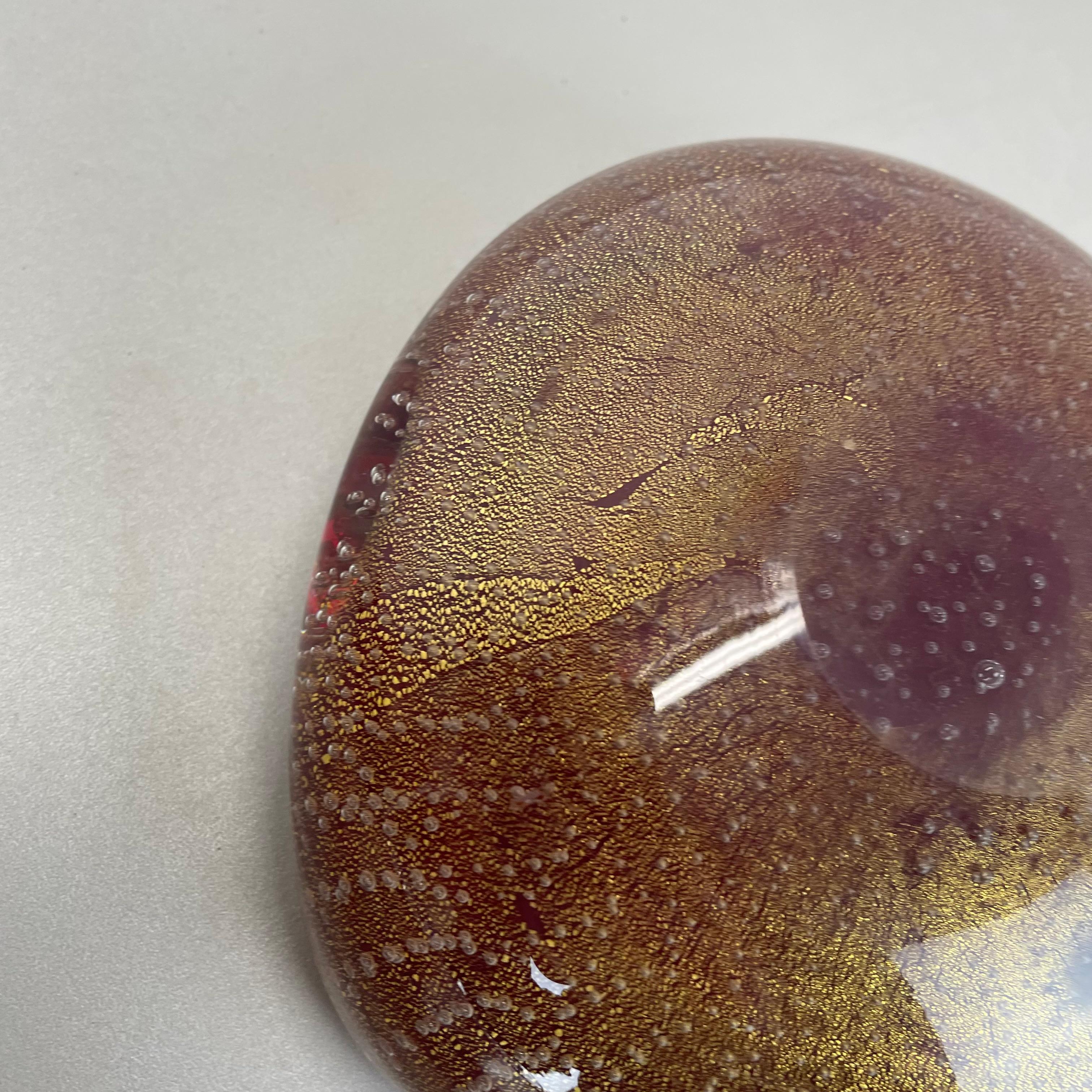 Posacenere a conchiglia con elemento a ciotola in vetro di Murano 
