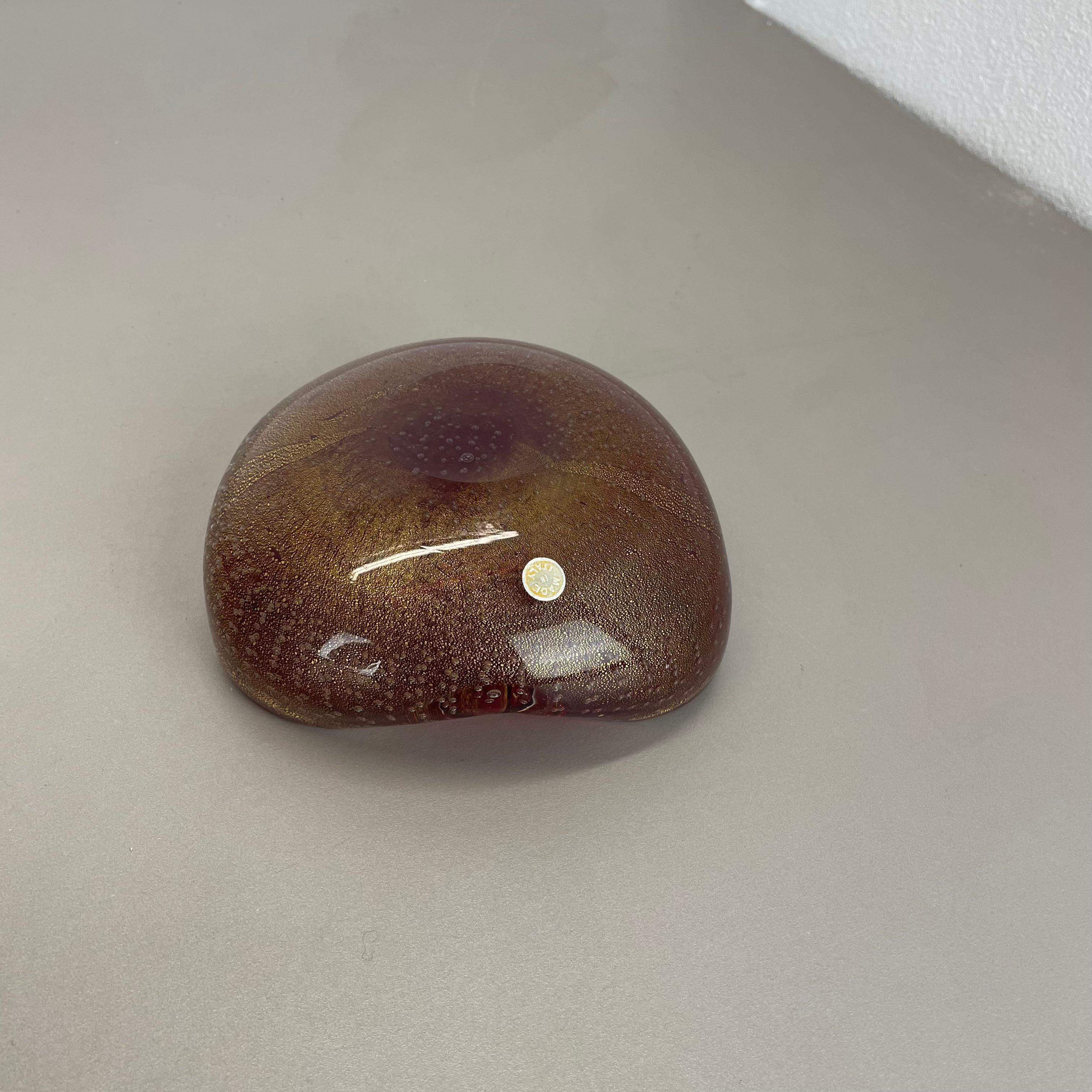 Posacenere a conchiglia con elemento a ciotola in vetro di Murano 