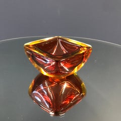 Murano Glass "RED-ORANGE" Bowl Shell Ashtray Murano, Italy, 1970s