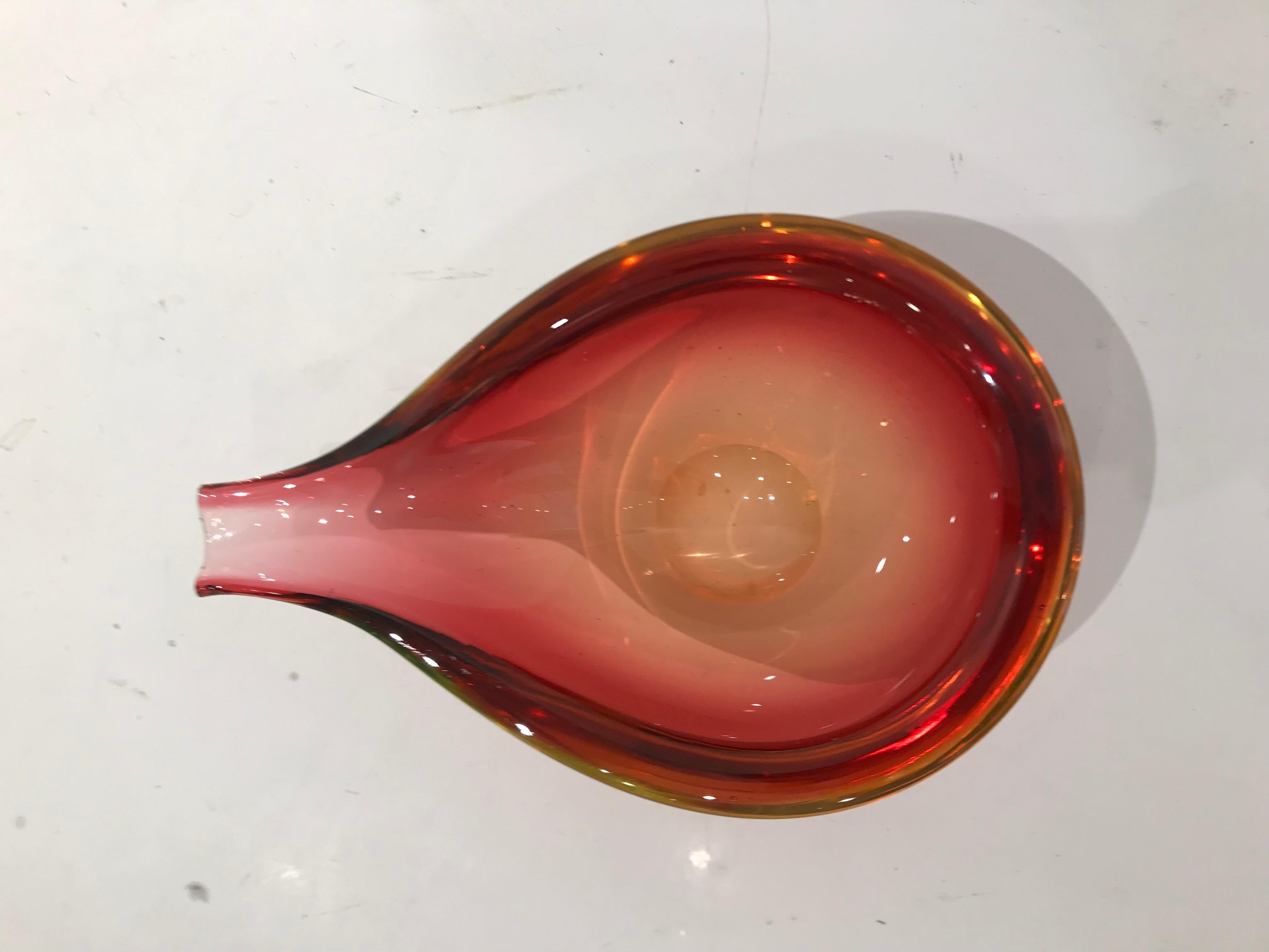 Murano Glass Red Pear Shaped Bowl 2