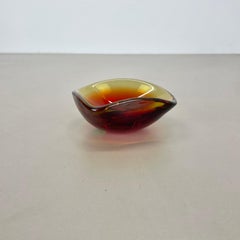 Murano Glass "red yellow" Bowl Element Shell Ashtray Seguso Murano, Italy, 1970s