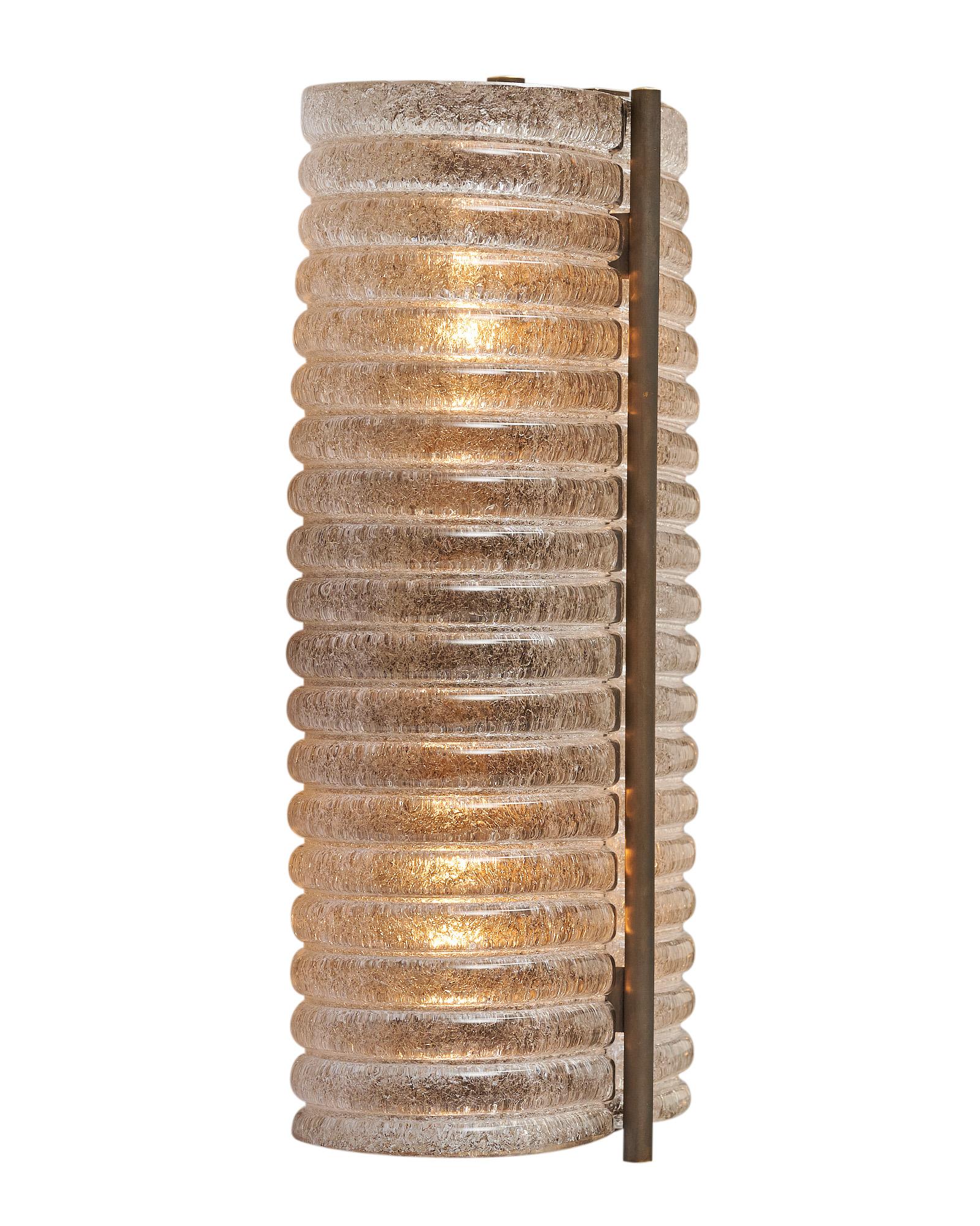 Brass Murano Glass Ribbed Sconces For Sale