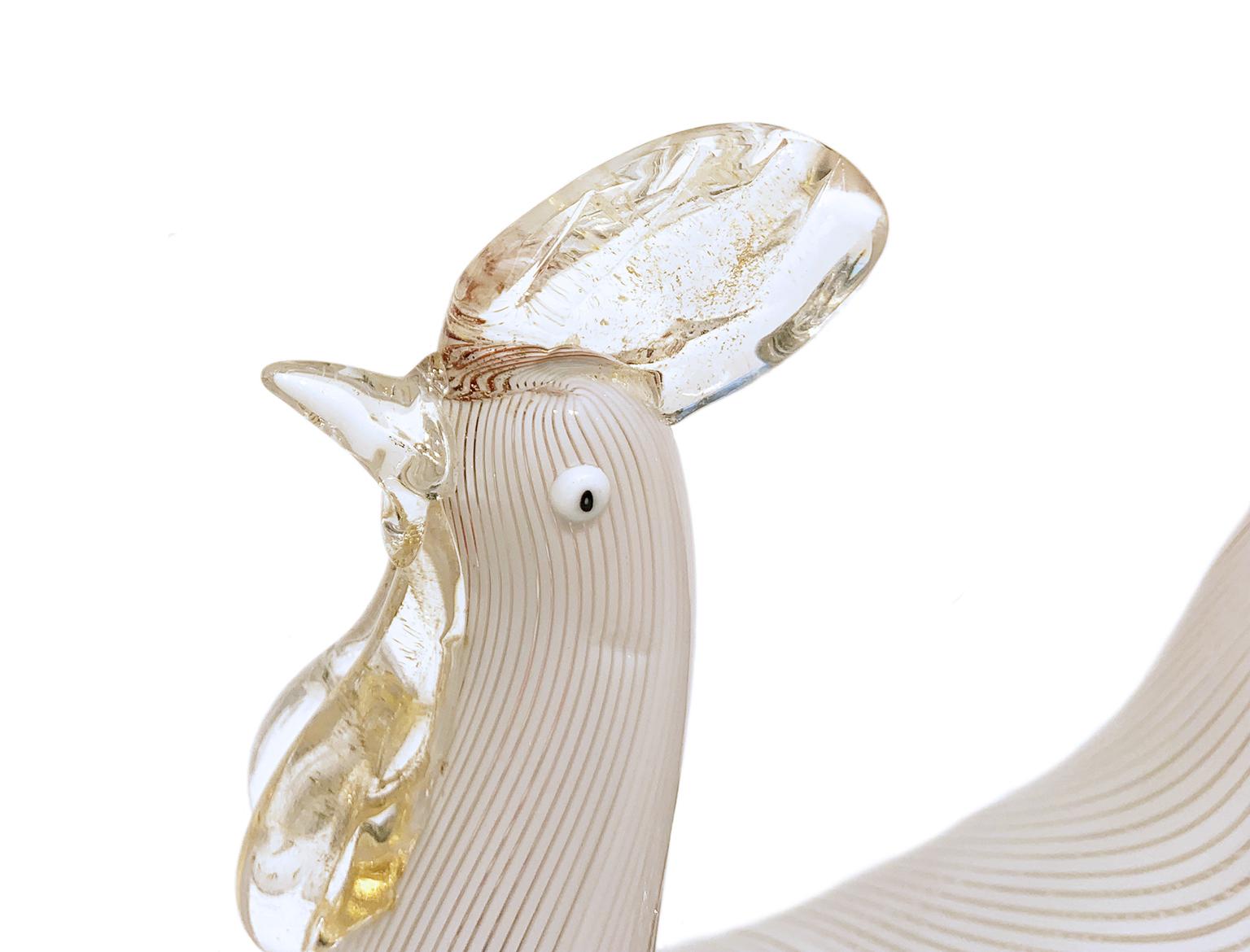 Mid-20th Century Murano Glass Rooster-Shaped Sculpture, Dino Martens, Venice Aureliano Toso, 1954 For Sale