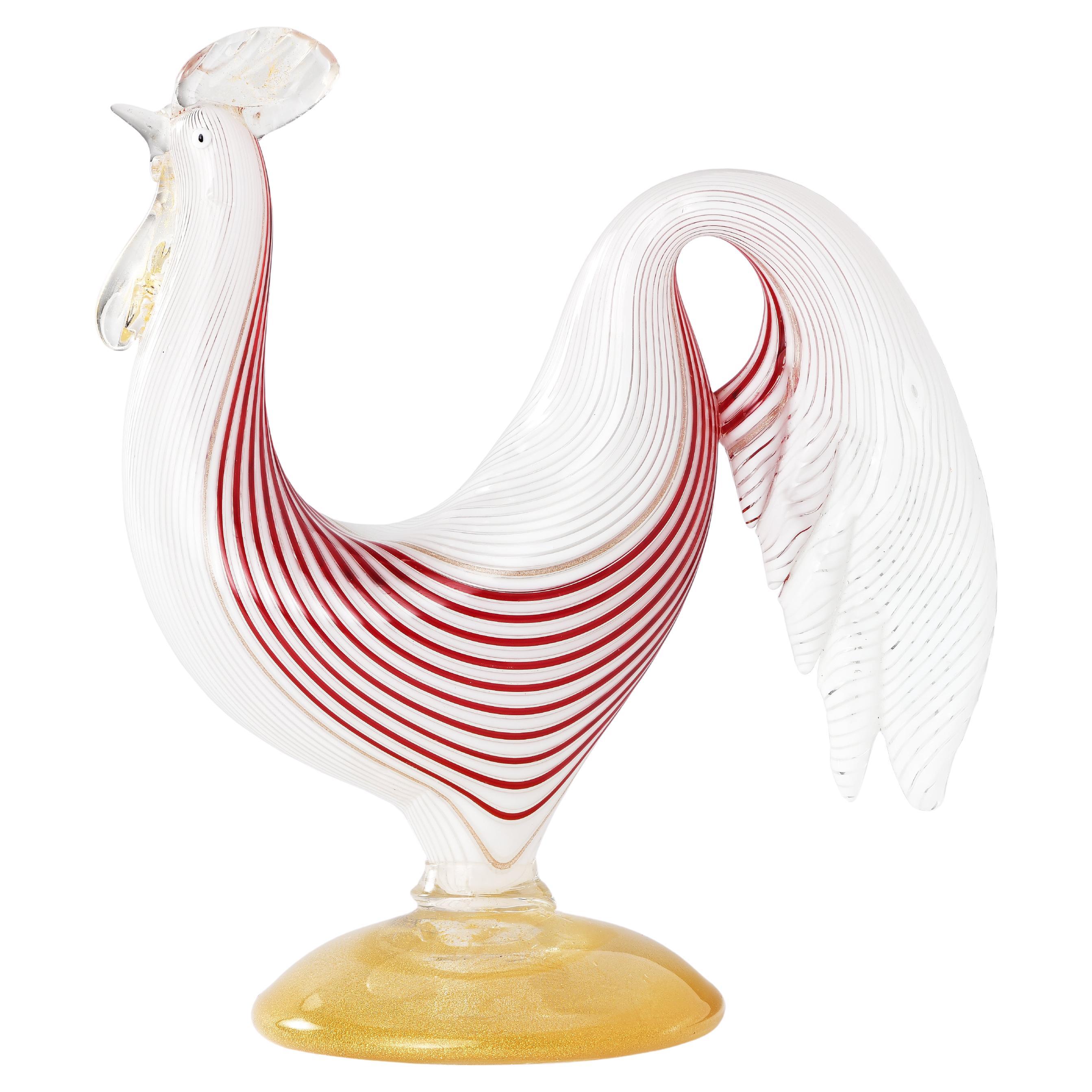Murano Glass Rooster-Shaped Sculpture, Dino Martens, Venice Aureliano Toso, 1954 For Sale