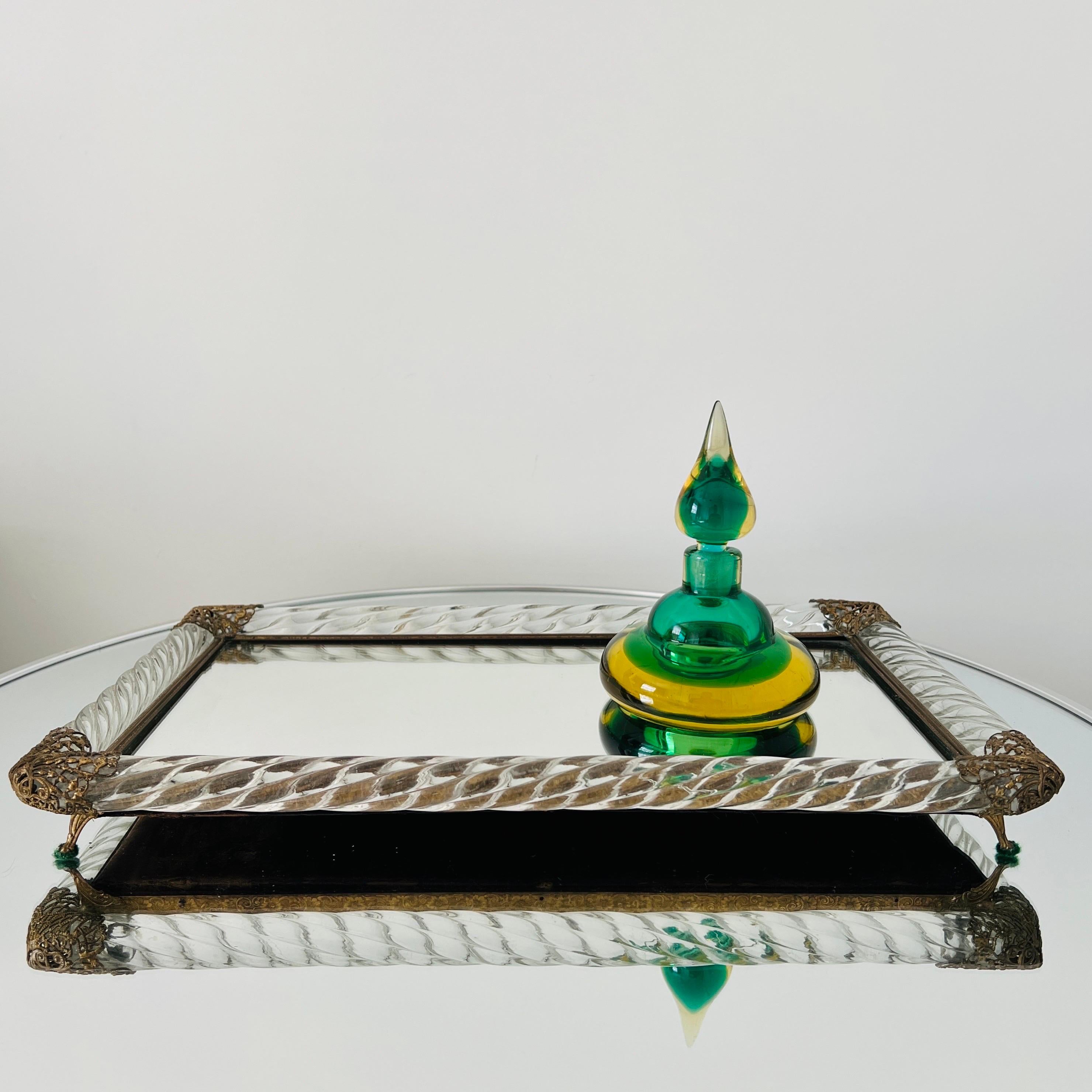 Murano Glass Rope and Mirrored Footed Vanity Tray, Italy, c. 1940 For Sale 4