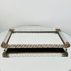Murano Glass Rope and Mirrored Footed Vanity Tray, Italy, c. 1940