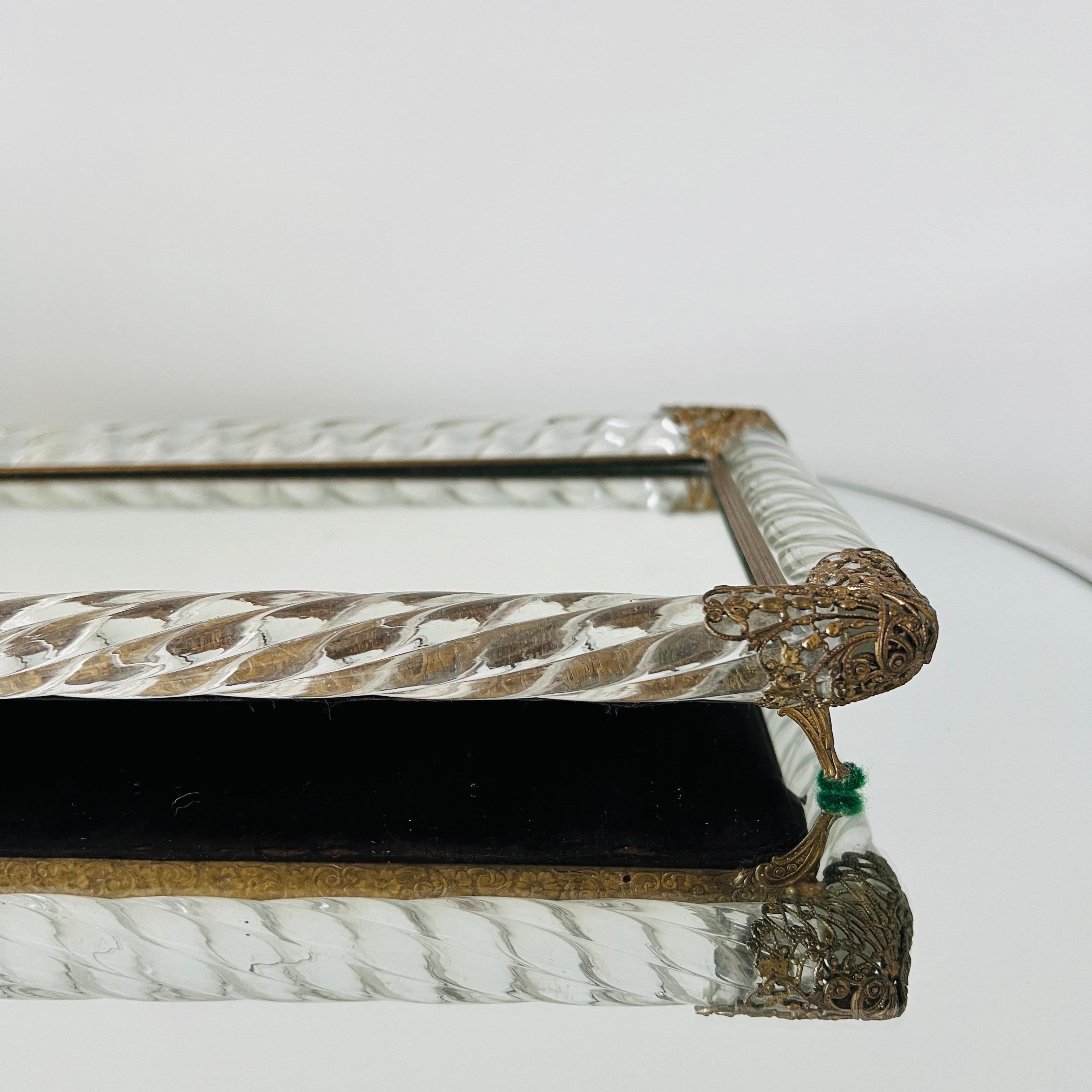 Murano Glass Rope and Mirrored Footed Vanity Tray, Italy, c. 1940 For Sale 1