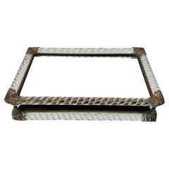 Murano Glass Rope and Mirrored Footed Vanity Tray, Italy, c. 1940
