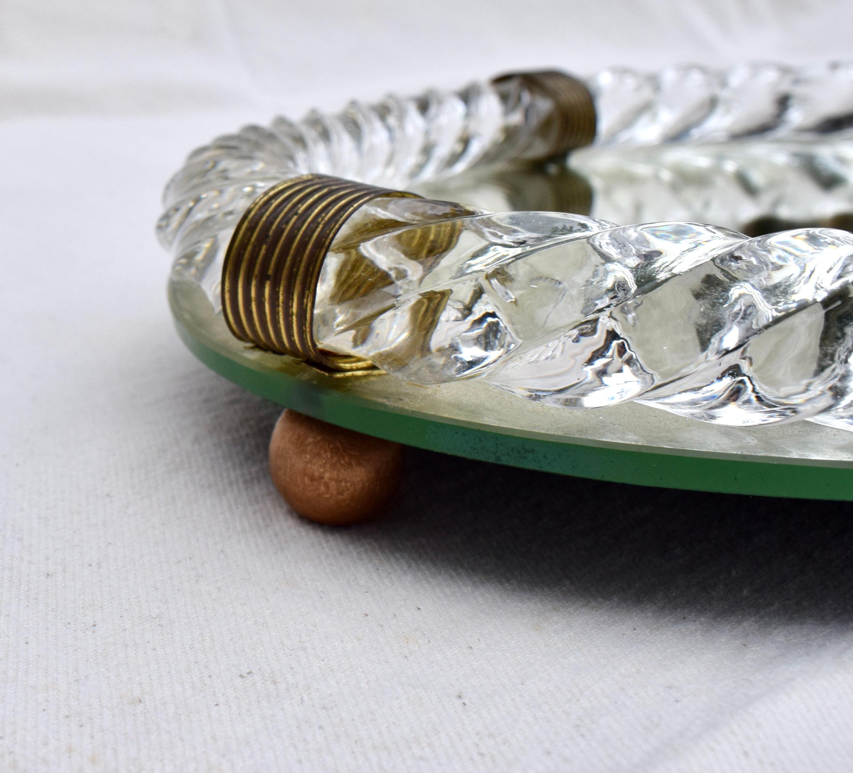 Art Deco Murano Glass Rope Mirrored Tray by Venini