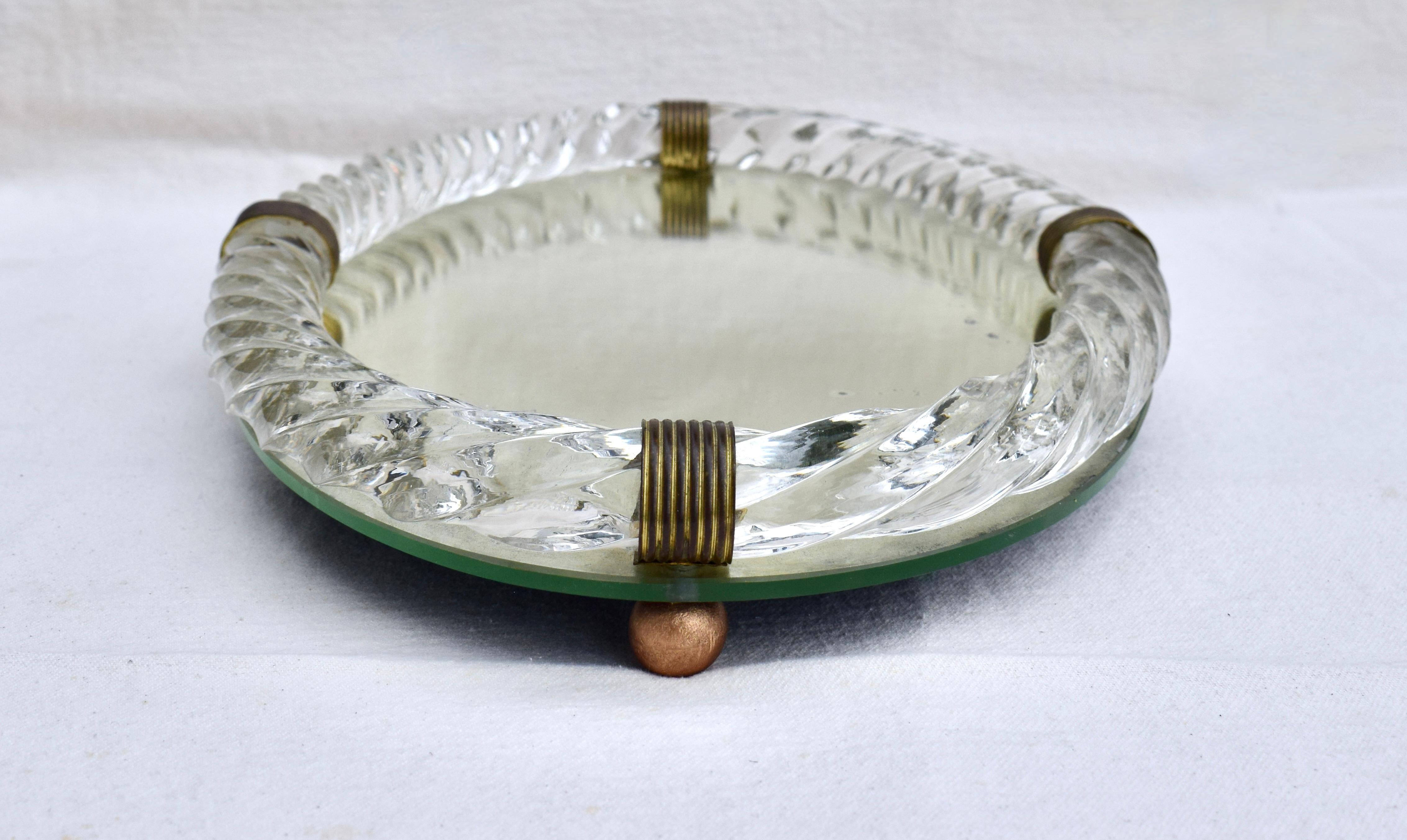 Murano Glass Rope Mirrored Tray by Venini In Good Condition In Southampton, NJ