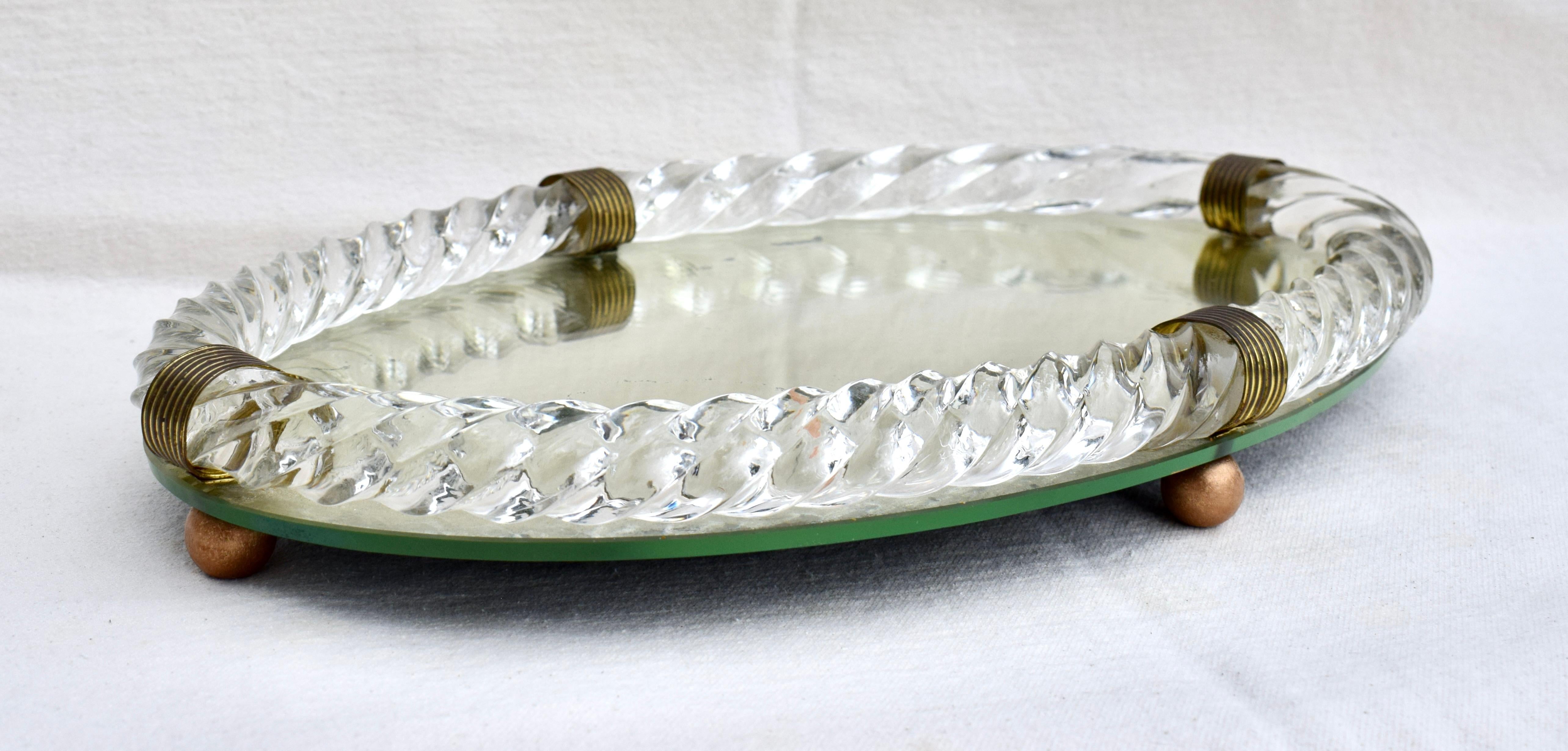 Murano Glass Rope Mirrored Tray by Venini 1