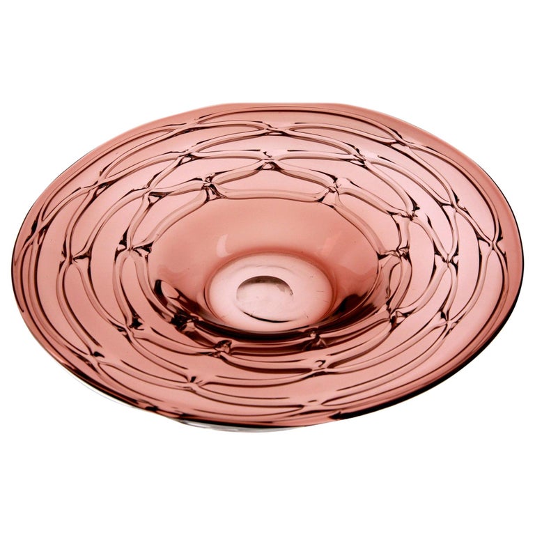 Murano Glass Rose Amethyst Plate, Greca Merletto Decoration, Zecchin Style  1970s For Sale at 1stDibs | zecchin style murano glass, giorgio zecchin