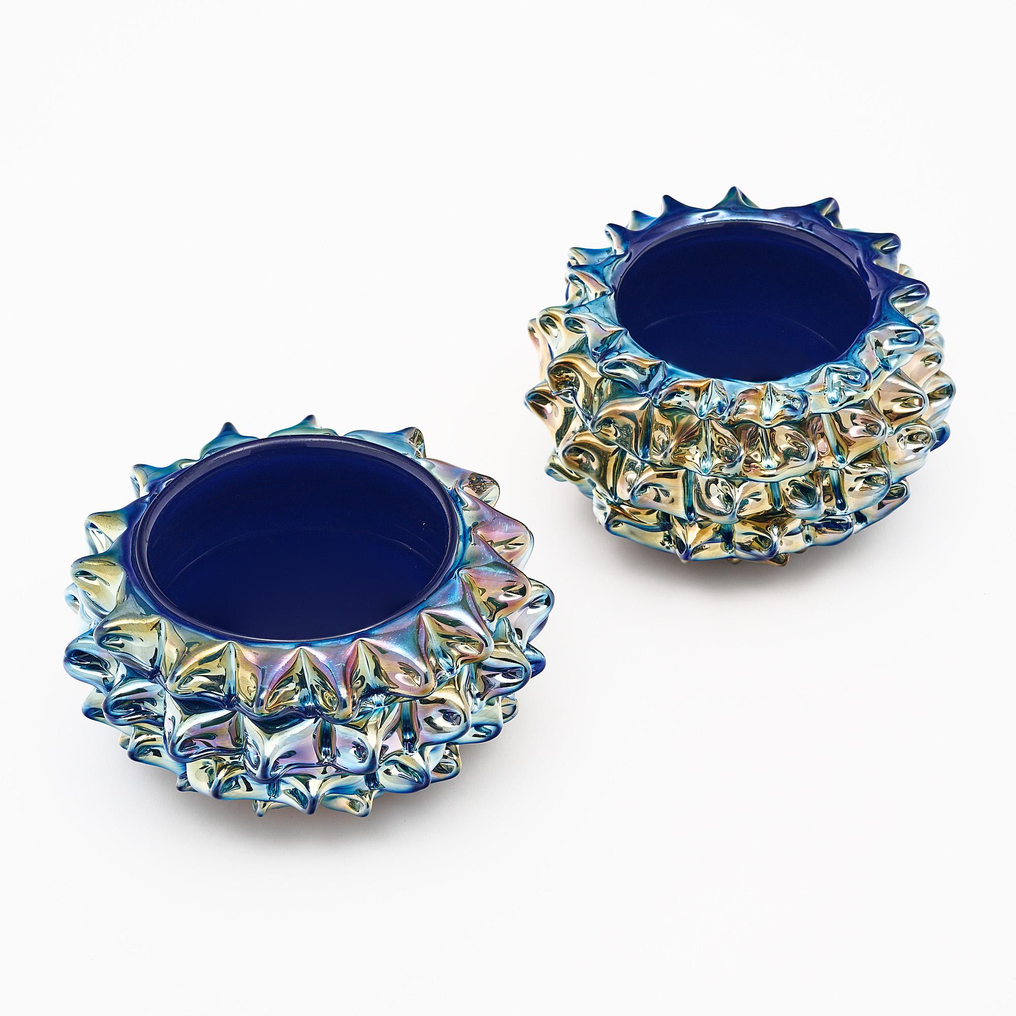 Italian Murano Glass Rostrate Blue Bowls For Sale