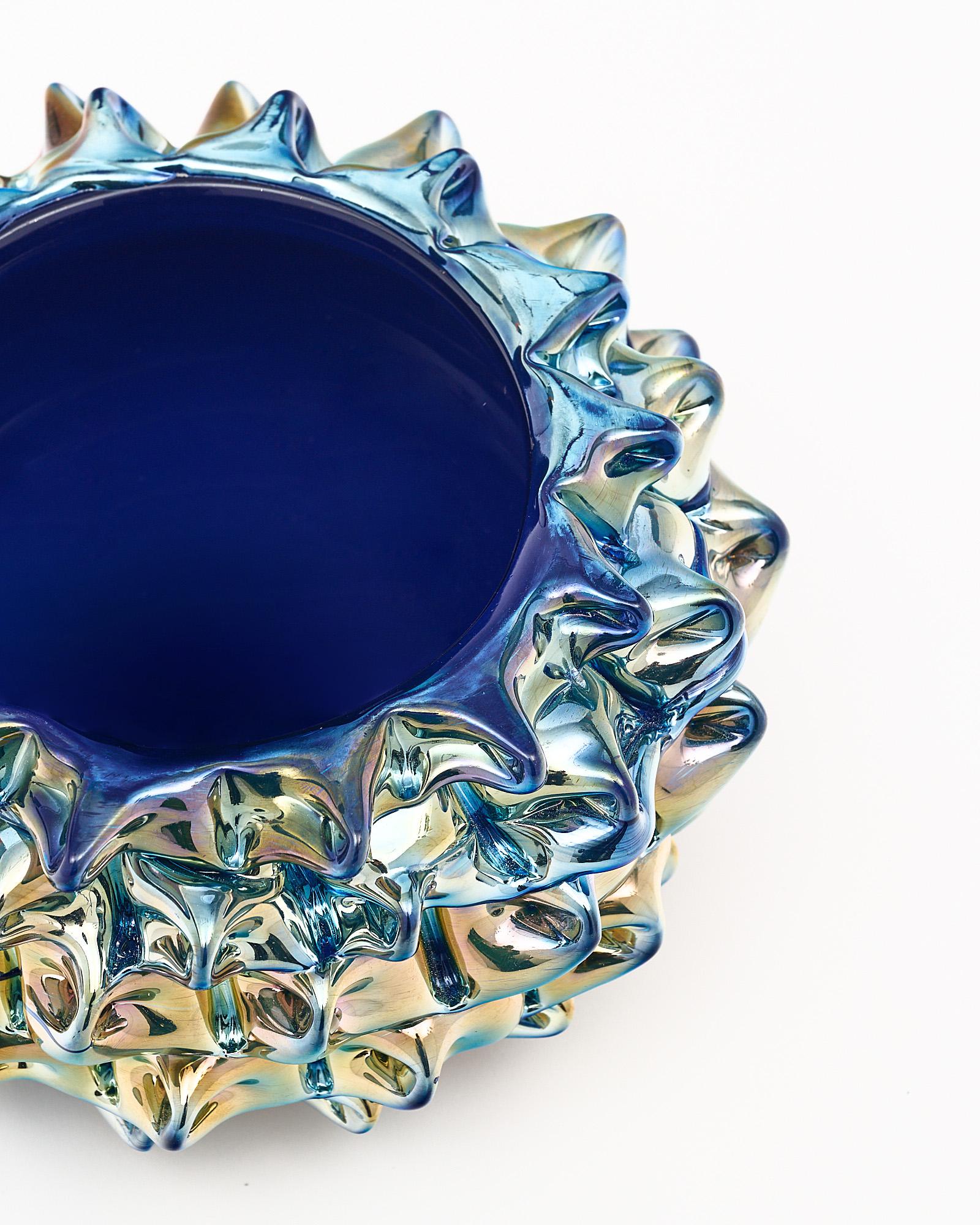 Contemporary Murano Glass Rostrate Blue Bowls For Sale