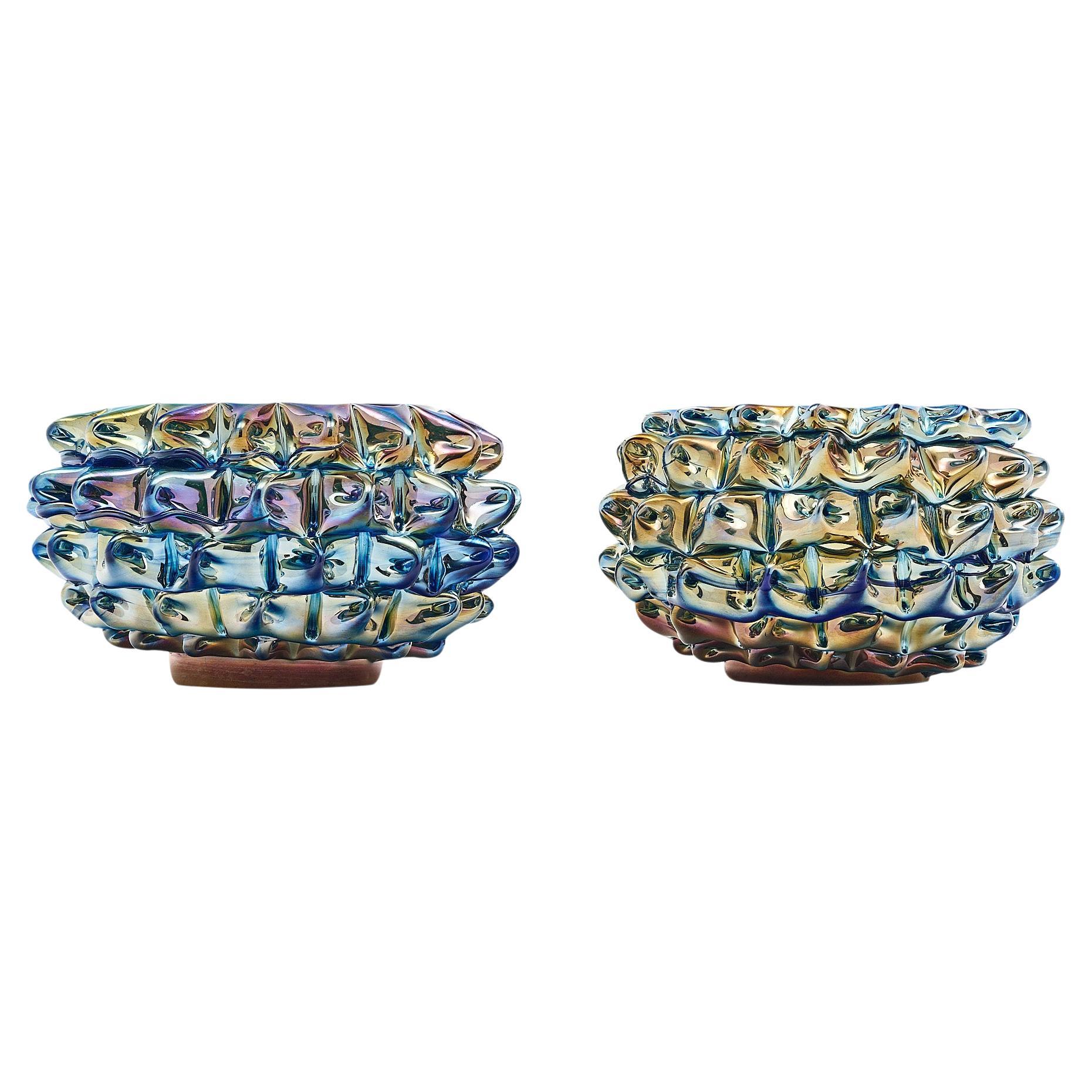 Murano Glass Rostrate Blue Bowls