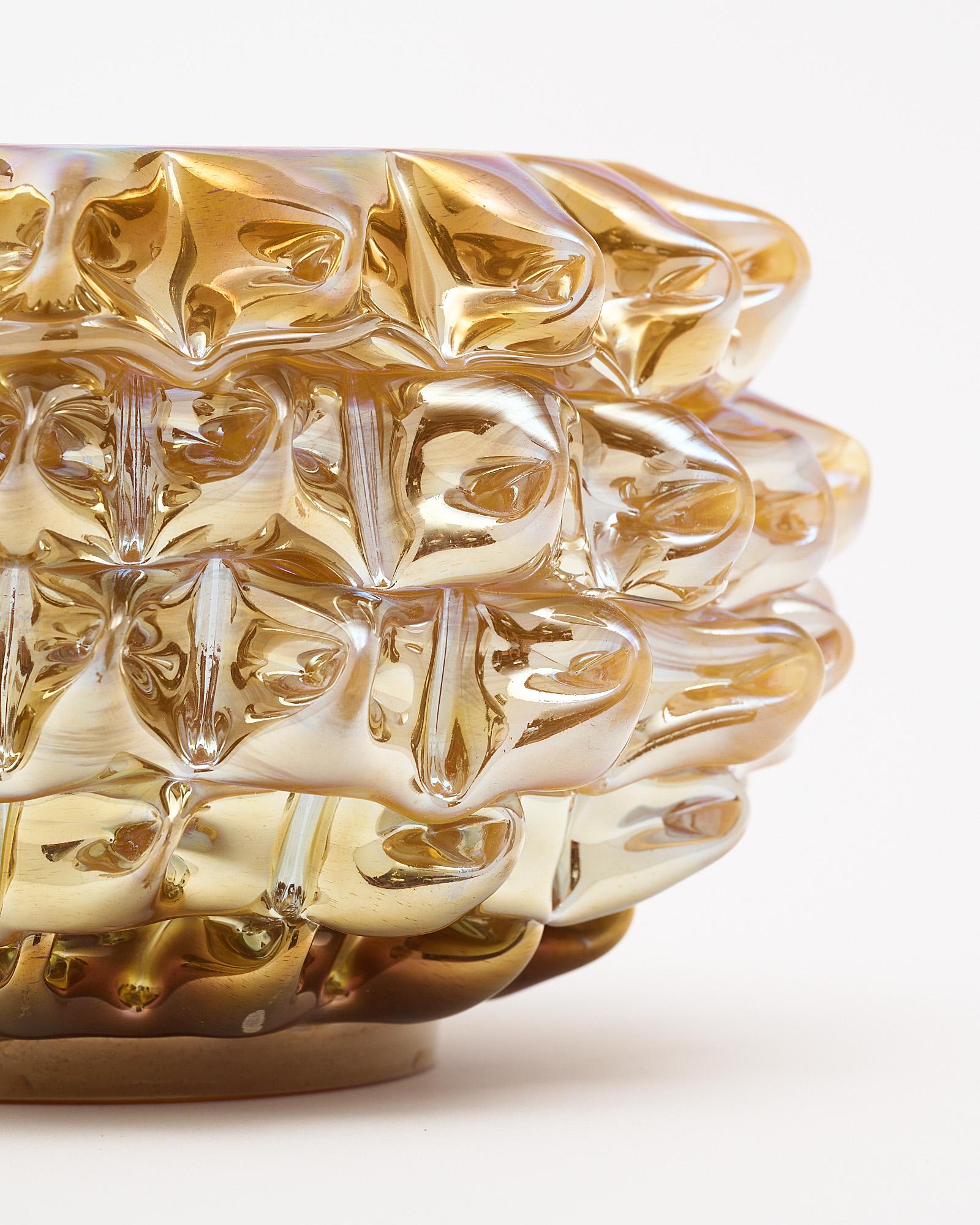 Modern Murano Glass Rostrate Gold Bowl For Sale