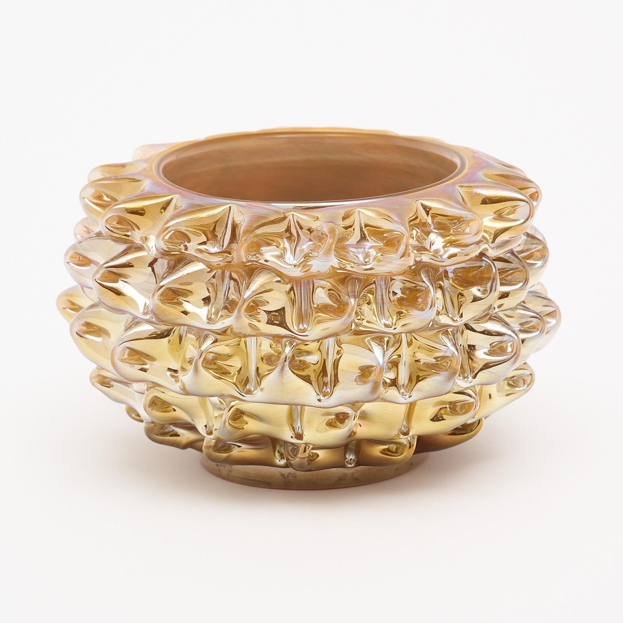 Modern Murano Glass Rostrate Gold Bowls For Sale