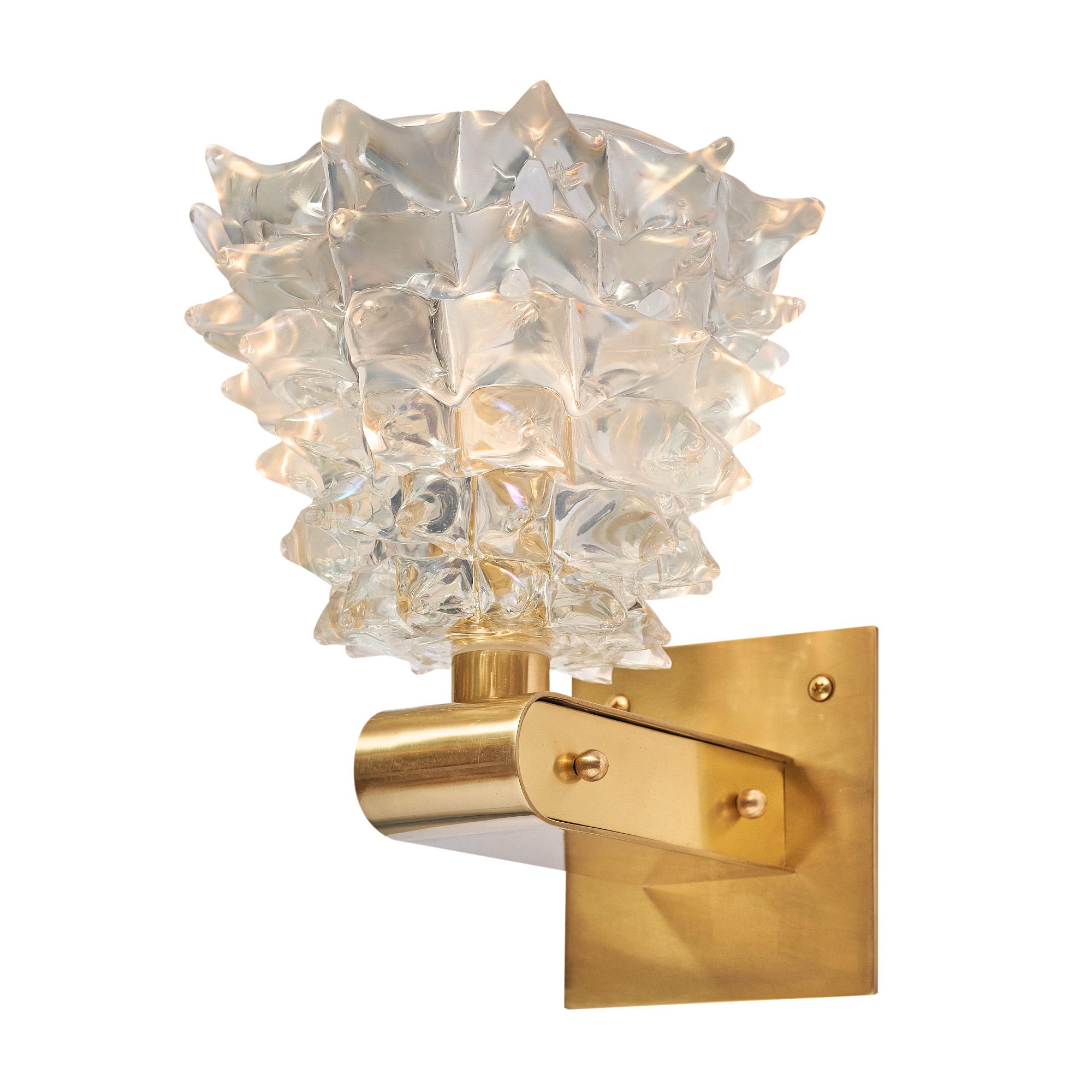 Mid-Century Modern Murano Glass Rostrate Iridescent Sconces For Sale