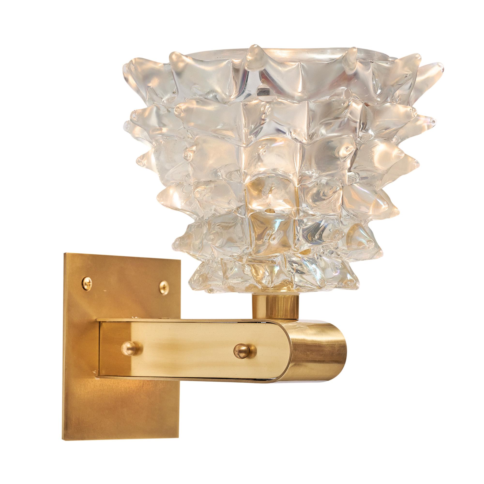 Murano Glass Rostrate Iridescent Sconces In New Condition For Sale In Austin, TX