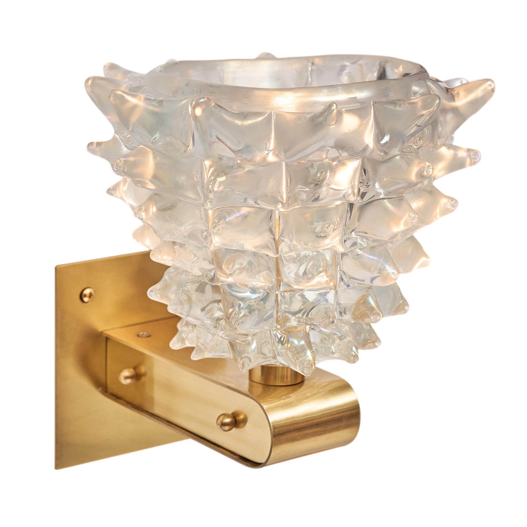 Contemporary Murano Glass Rostrate Iridescent Sconces For Sale