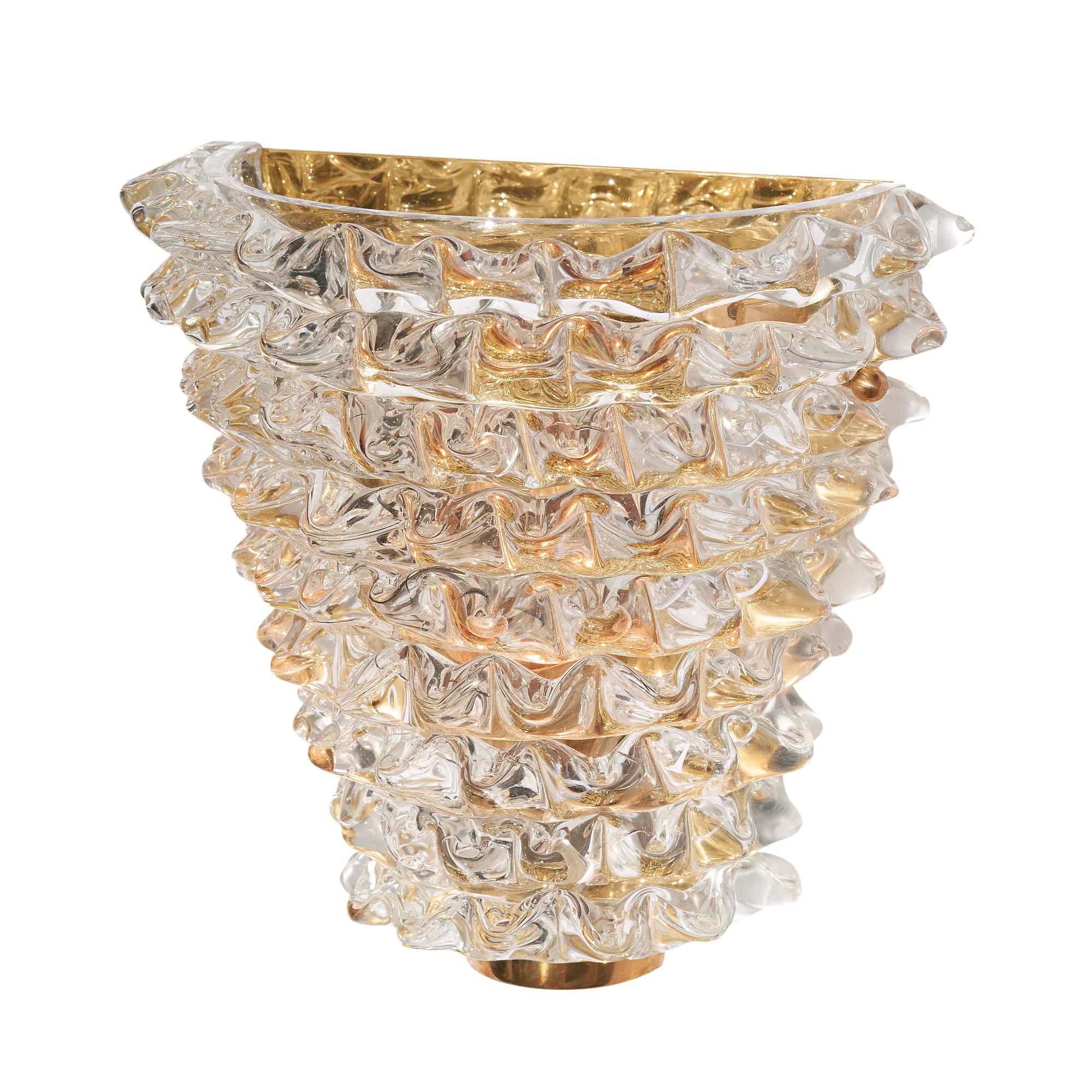 Brass Murano Glass Rostrate Sconces For Sale