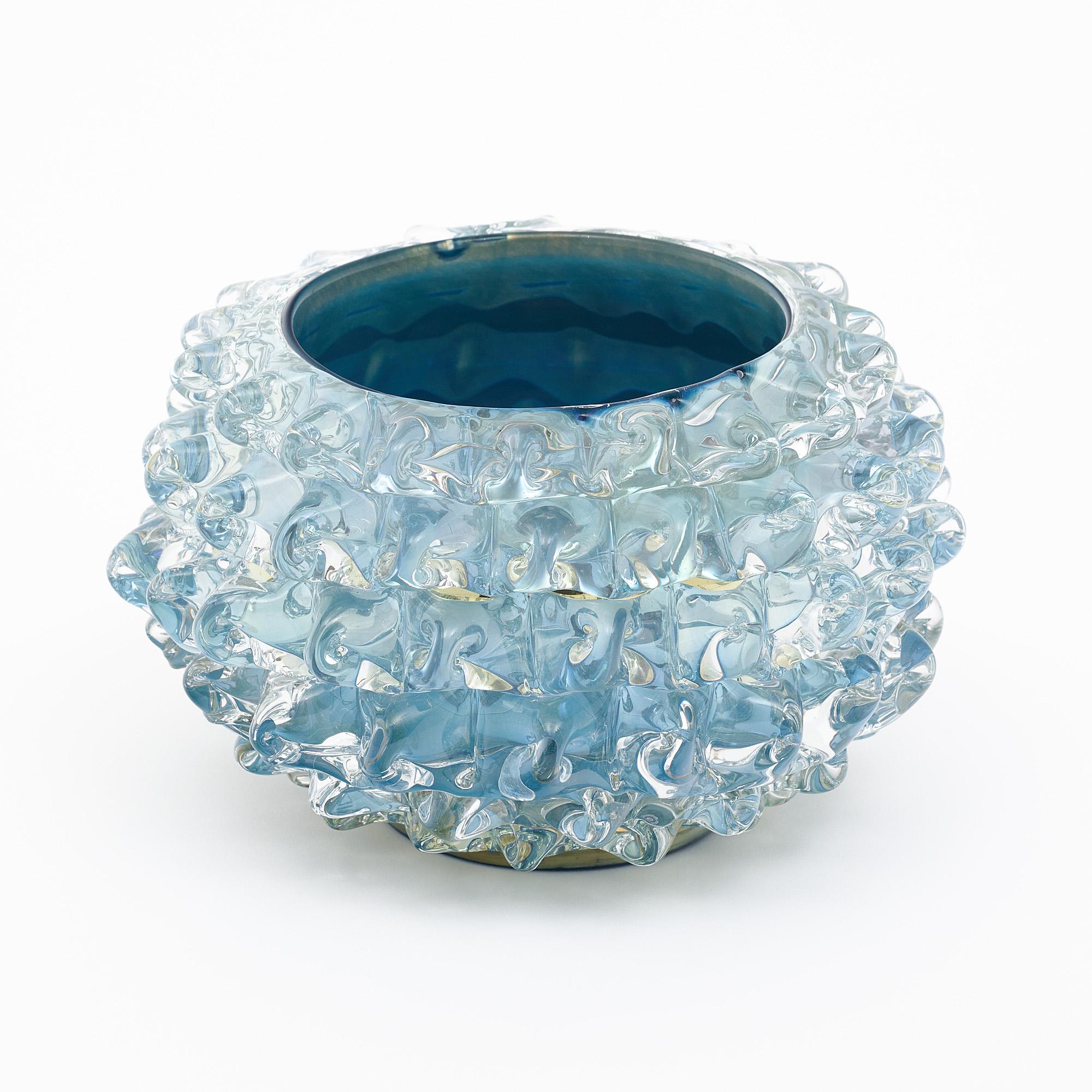Murano glass bowl, Italian, from the island of Murano and crafted in the manner of Barovier. This hand-blown piece is made using the incamiciato technique where several layers of varying colors are used to create a unique color and depth. It also
