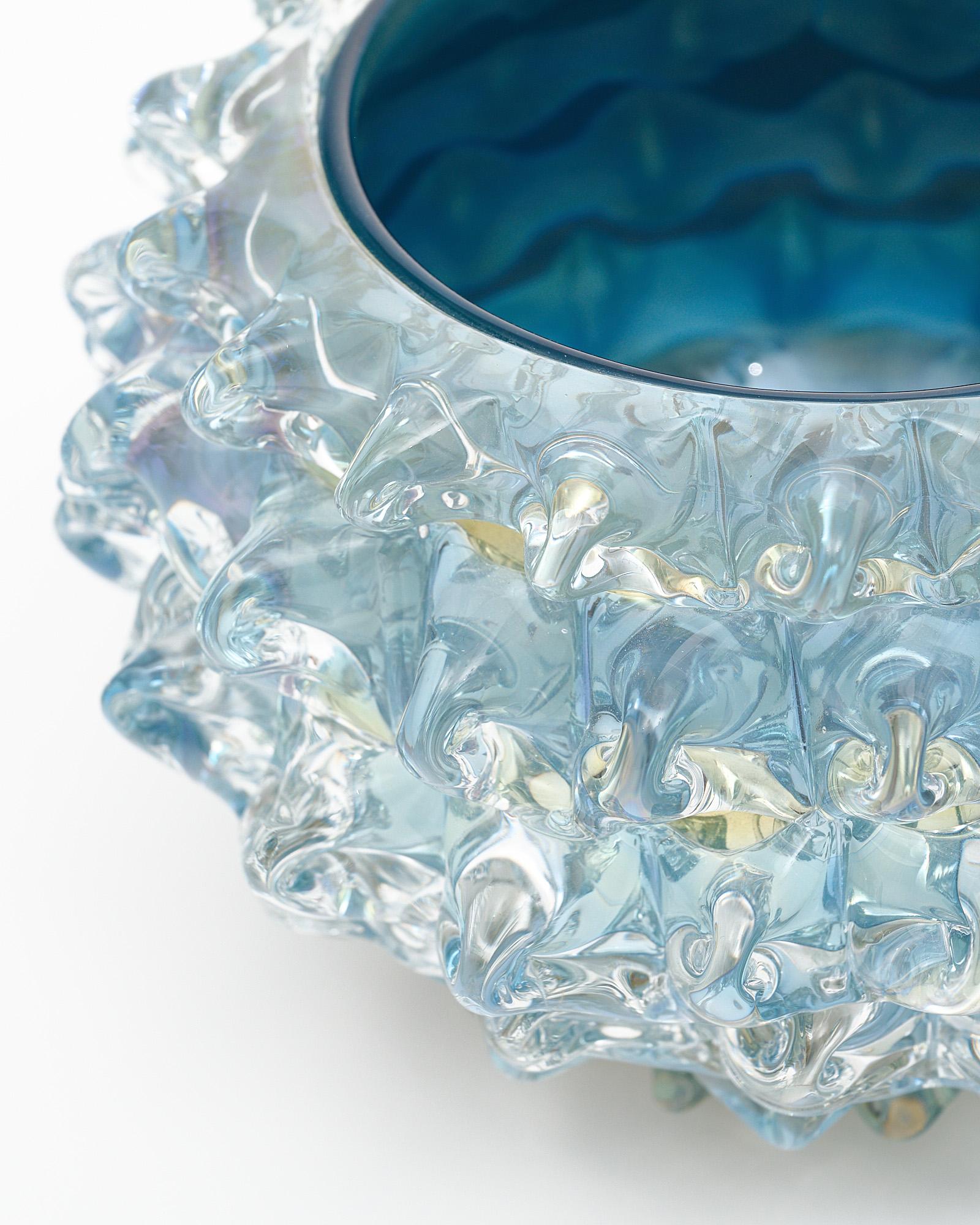 Murano Glass Rostrate Sky Blue Bowl For Sale 3