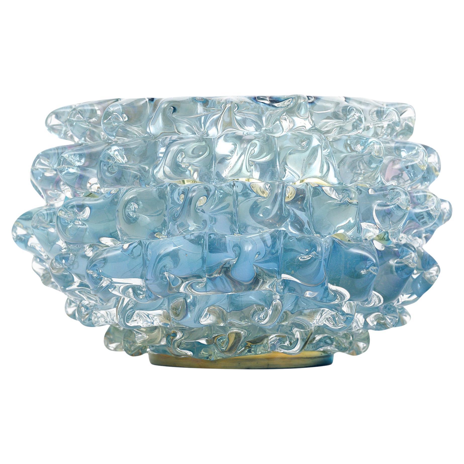 Murano Glass Rostrate Sky Blue Bowl For Sale