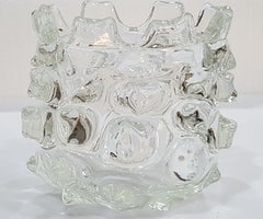 Murano glass rostrato style vessel, clear, vintage