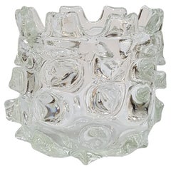Murano glass rostrato style vessel, clear, vintage